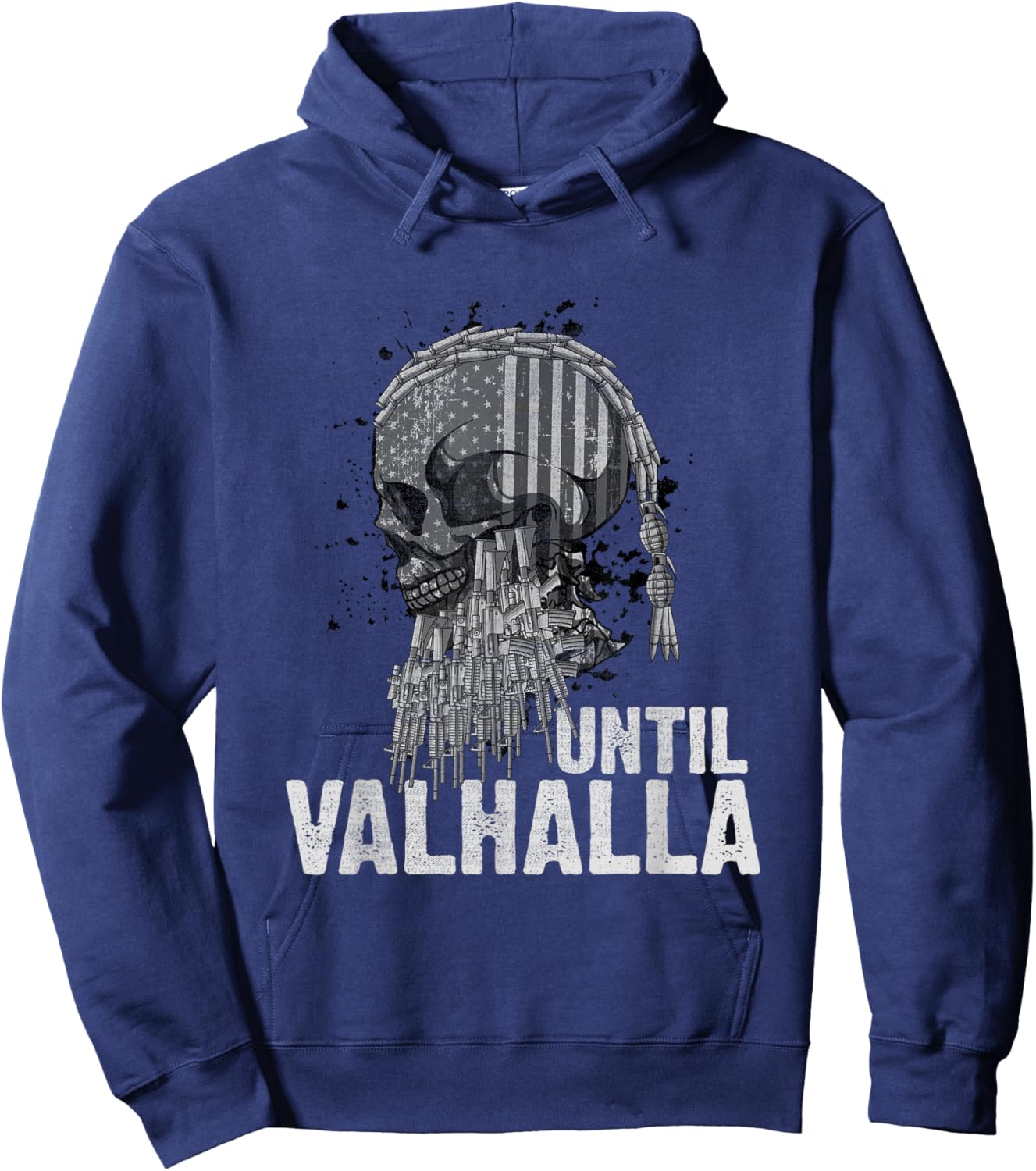 Until Valhalla Viking US Flag Vintage Shirt-Til Valhalla Men Hoodie - Hoodie | Navy