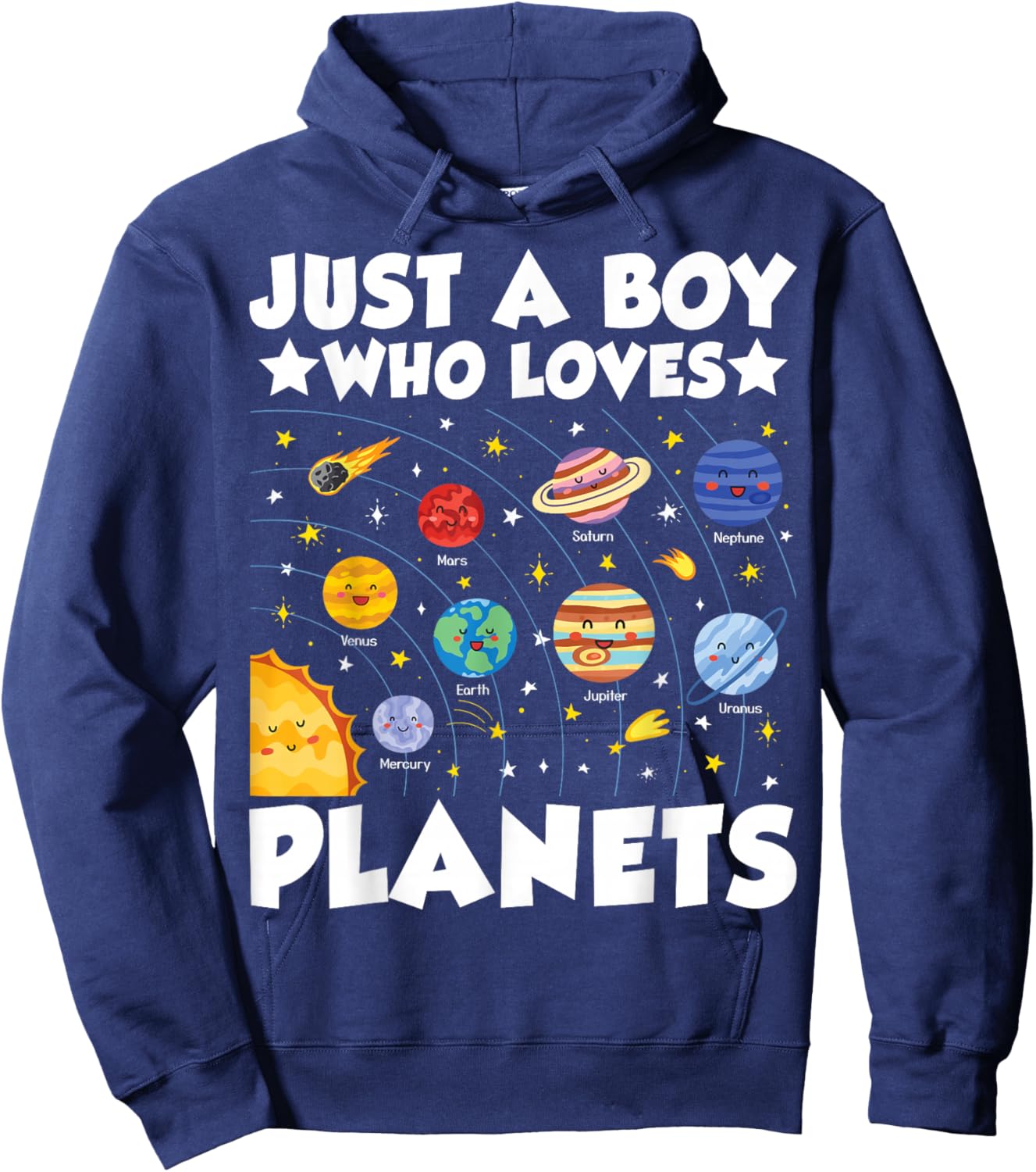 Just A Boy Who Loves Planets Solar System Space Science Geek Hoodie - Hoodie | Navy