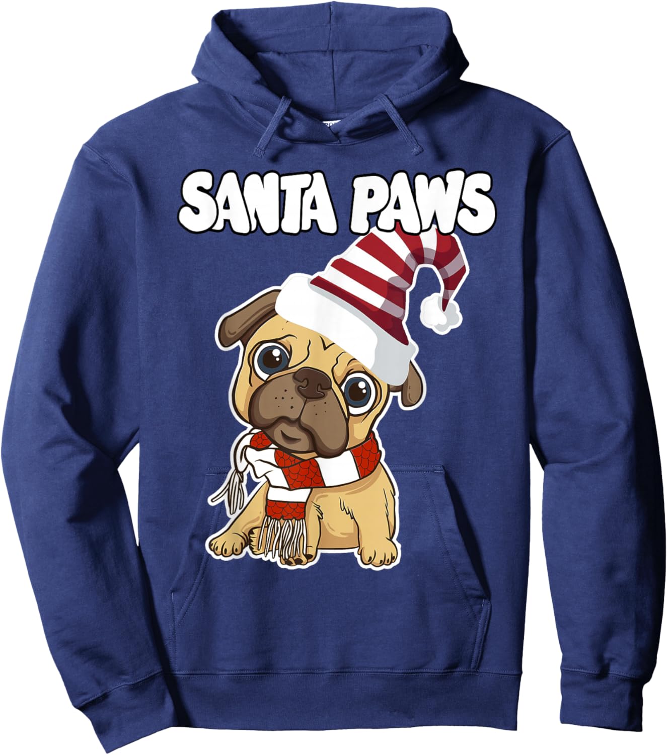 Pug Santa Paws Cute Christmas Hoodie - Hoodie | Navy