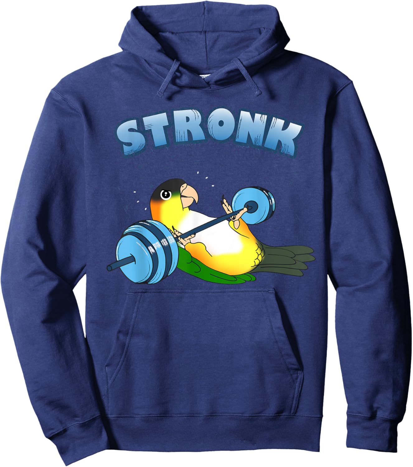 Stronk Parrot Gym workout Black headed Caique Birb memes Hoodie - Hoodie | Navy