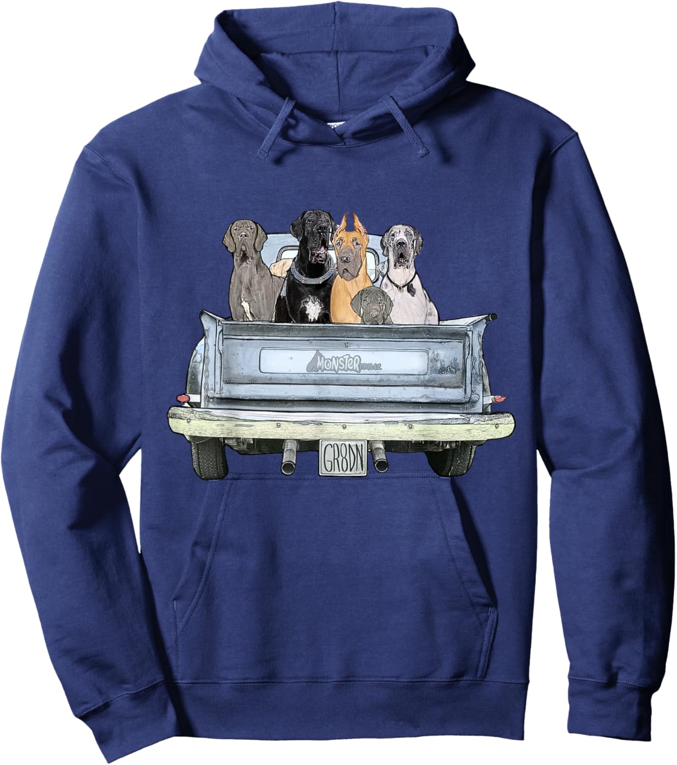 Great Dane Squad Pickup Truck Top - Large Dog Dad Hoodie - Hoodie | Navy