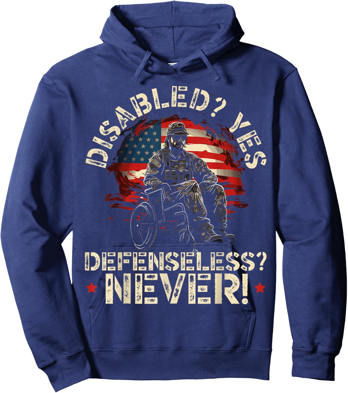 Disabled Veteran Armed Forces Military Soldier Army USA Hoodie - Hoodie | Navy
