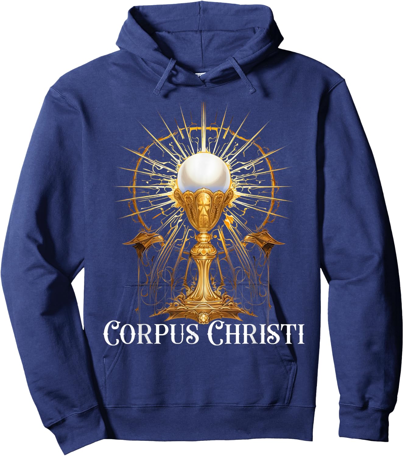 Eucharistic Adoration Traditional Latin Mass Catholic Hoodie - Hoodie | Navy