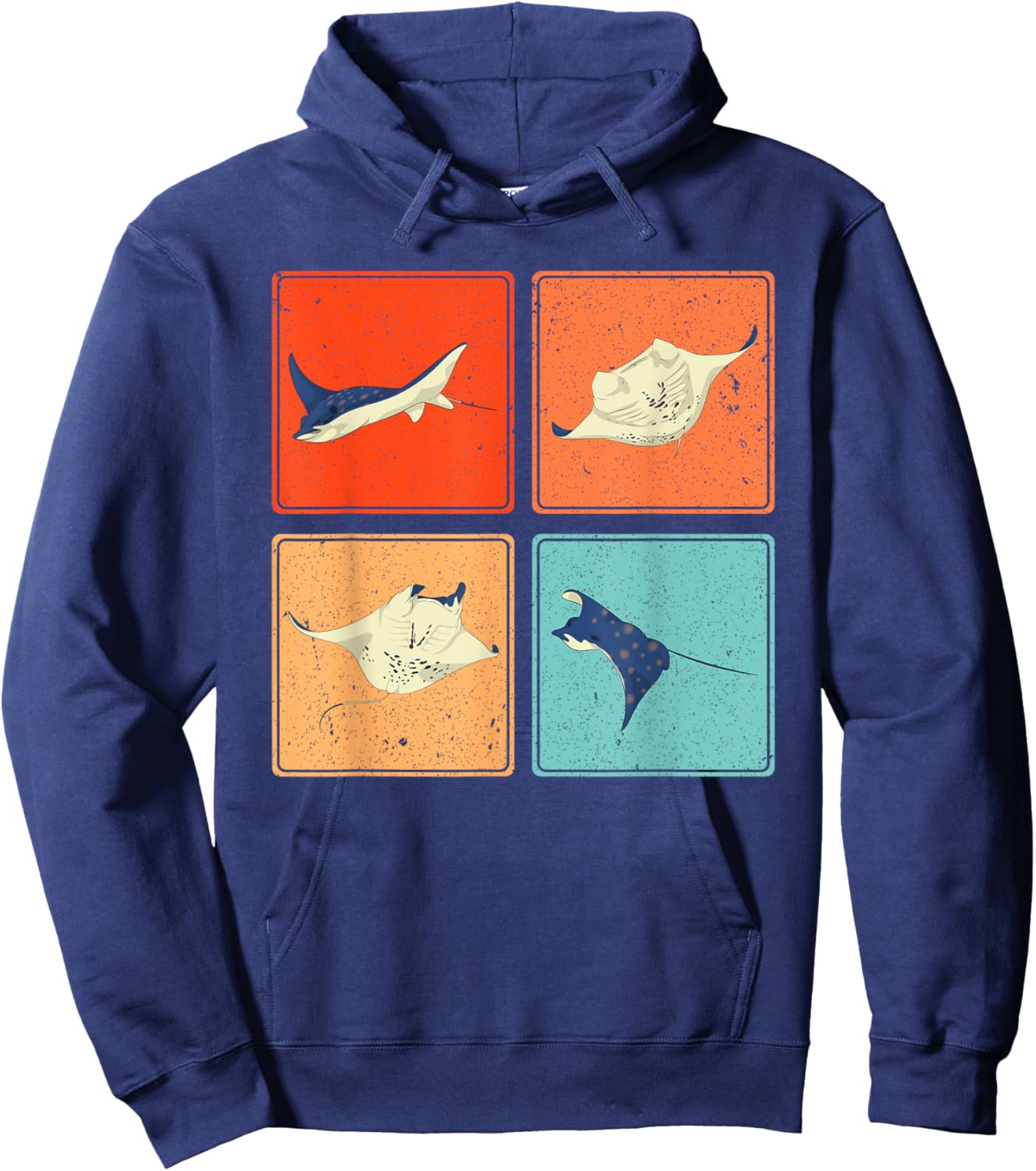 Pop Art Stingray Aquarium Animal Scuba Diver Ocean Manta Ray Hoodie - Hoodie | Navy