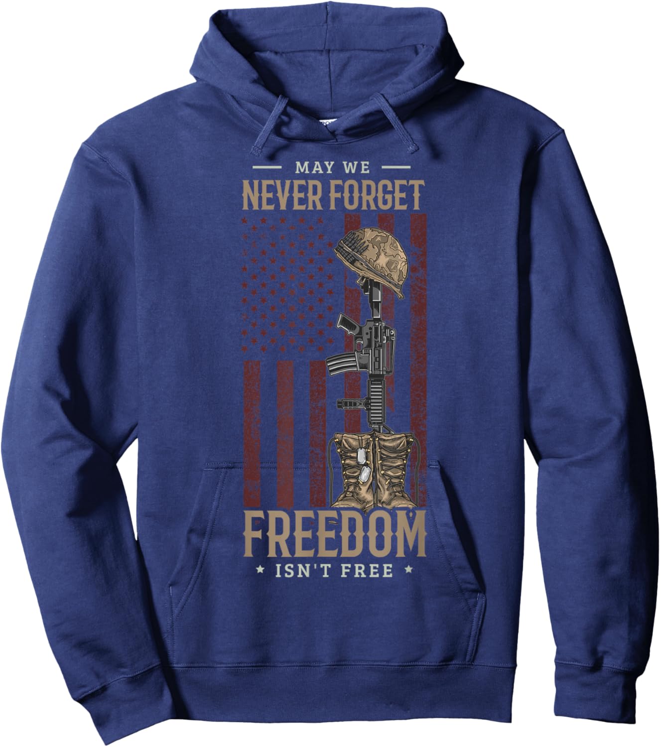 May we Never Forget Freedom Isn't Free Memorial Day Soldier Hoodie - Hoodie | Navy
