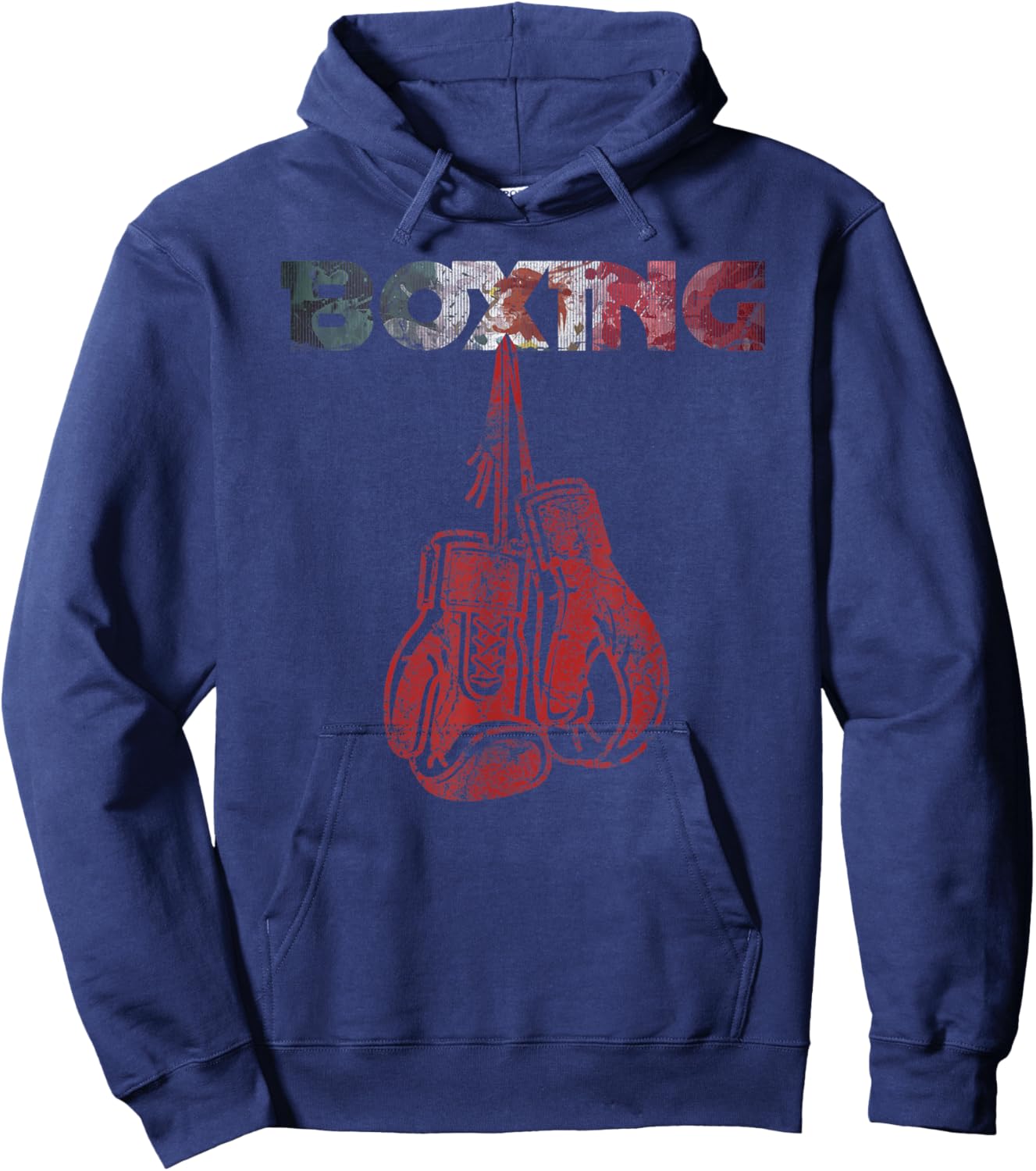 Retro Love Red Boxing Gloves Mexican Vintage style boxing Hoodie - Hoodie | Navy