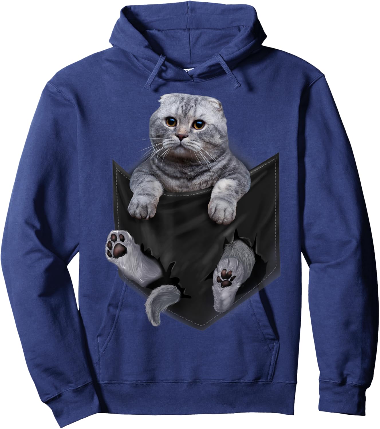Scottish Fold Cat in Pocket Cats Shirt Gifts Hoodie - Hoodie | Navy