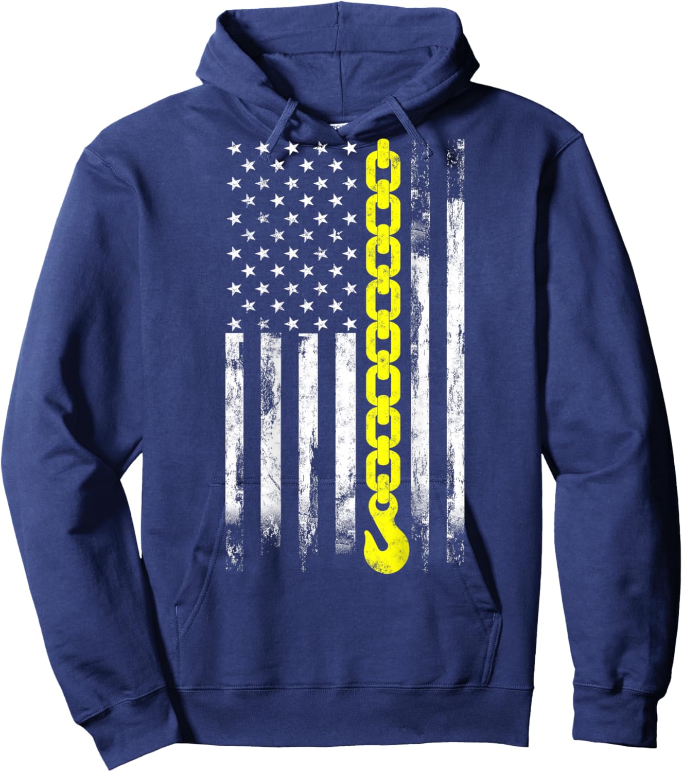 Tow Truck Driver Thin Yellow line USA Flag Gift Towing Dad Hoodie - Hoodie | Navy