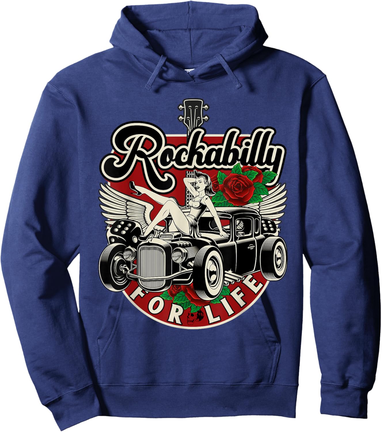 Rock 'N' Roll Kleidung u. Geschenke fr Rockabilly Vintage 50s RnR Design - Rockabilly for Life Hoodie - Hoodie | Navy