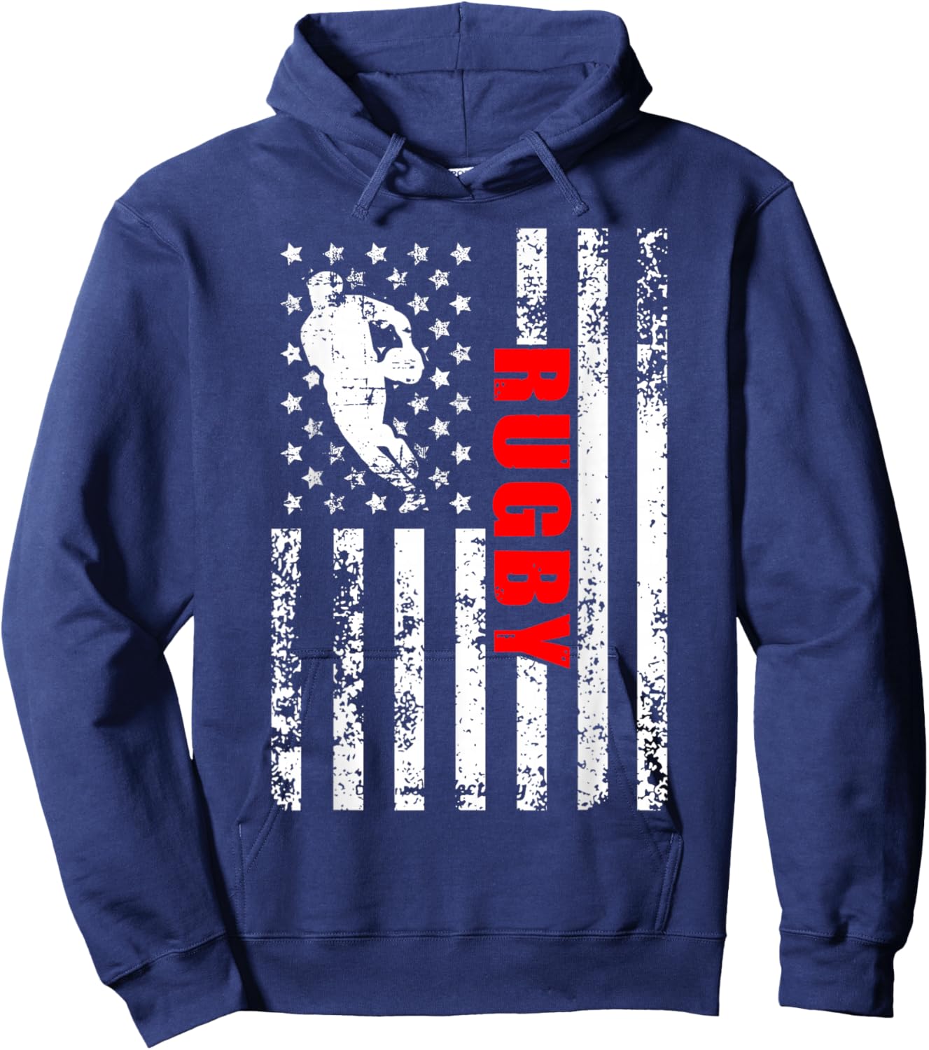 US American Flag Rugby Patriotic Rugby Girls Kids Men Hoodie - Hoodie | Navy