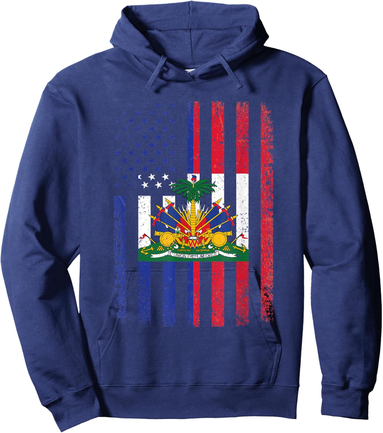 Haiti USA Flag Shirt 4th of July American Haitian Flag Hoodie - Hoodie | Navy