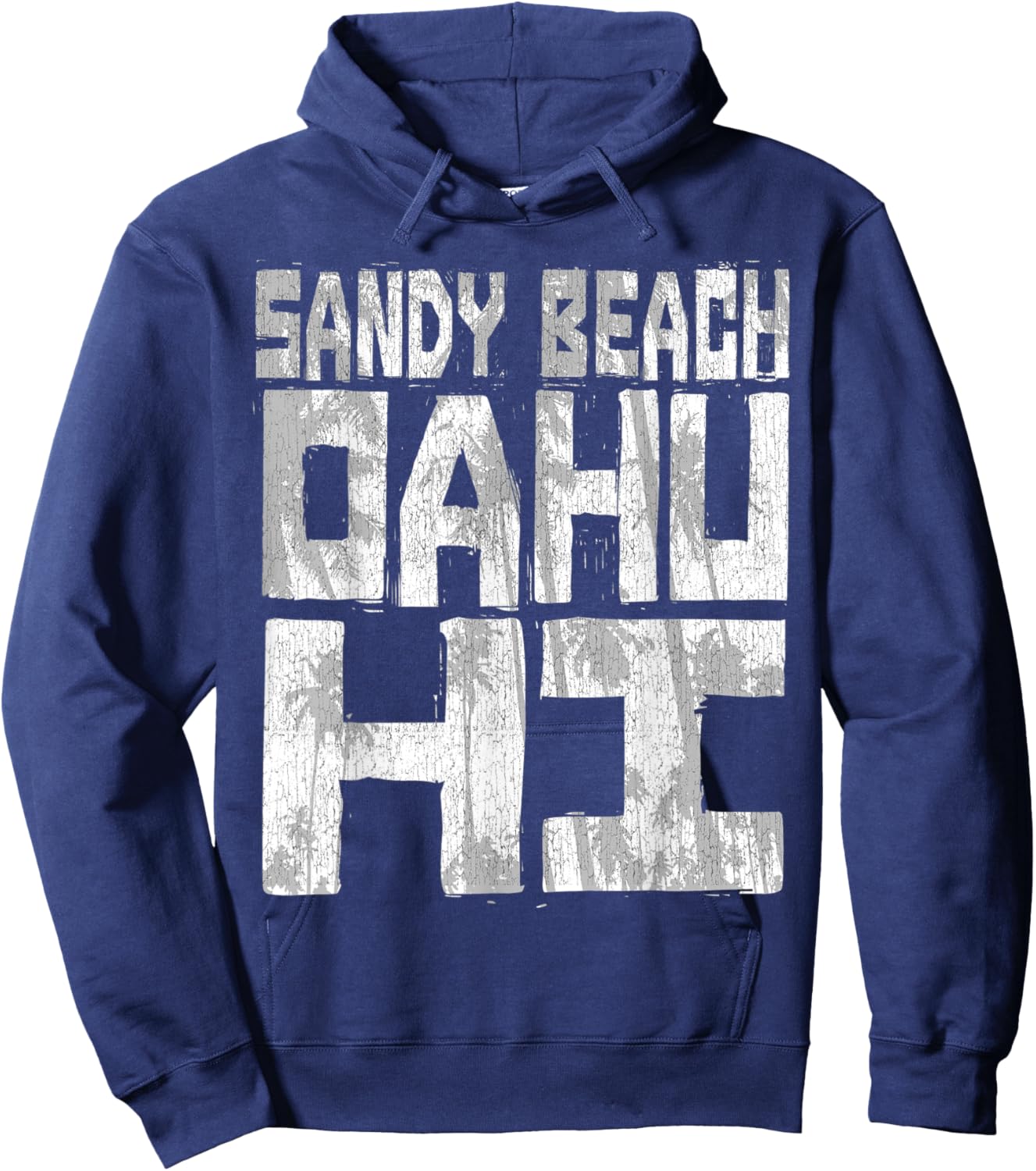 SANDY BEACH OAHU HI - Chunk Block Palms Hoodie - Hoodie | Navy