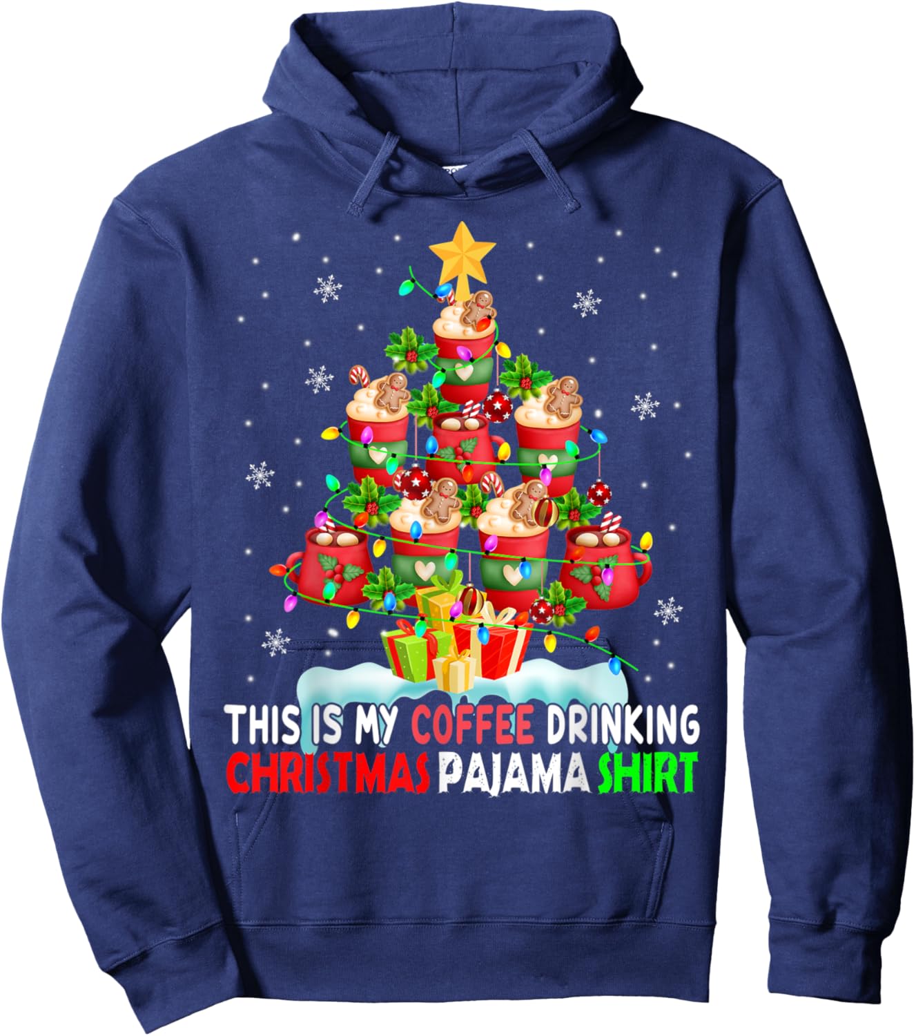 This Is My Coffee Drinking Christmas Pajama Shirt Coffee Hoodie - Hoodie | Navy