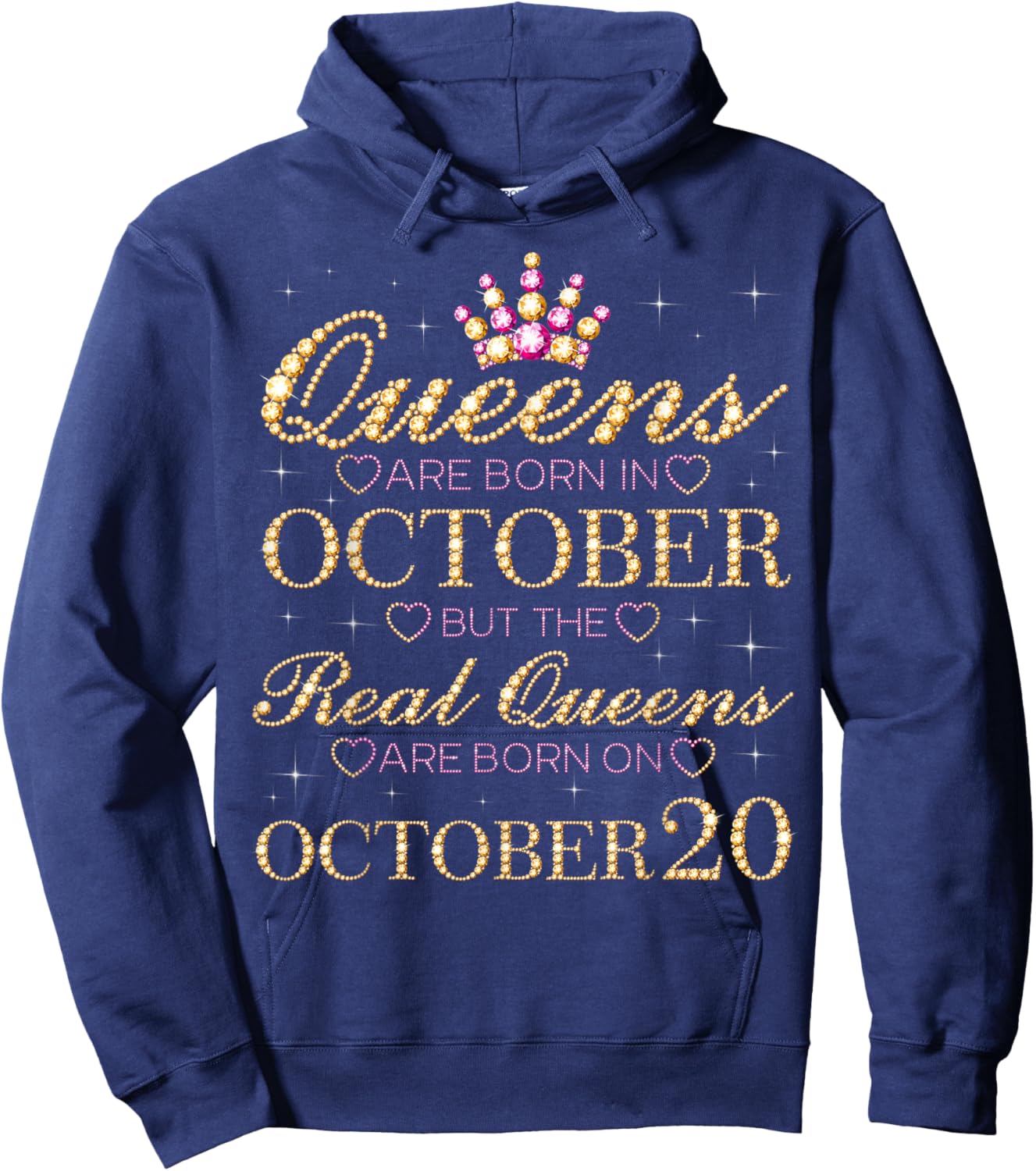 Real Queens Are Born On October 20, 20th October Birthday Hoodie - Hoodie | Navy