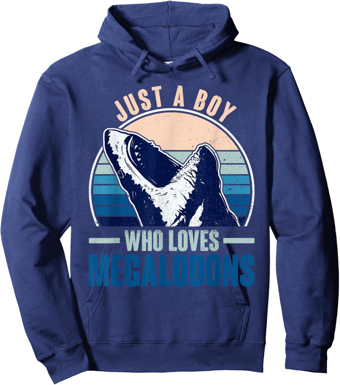 Just A Boy Who Loves Megalodons - Megalodon Shark Hoodie - Hoodie | Navy