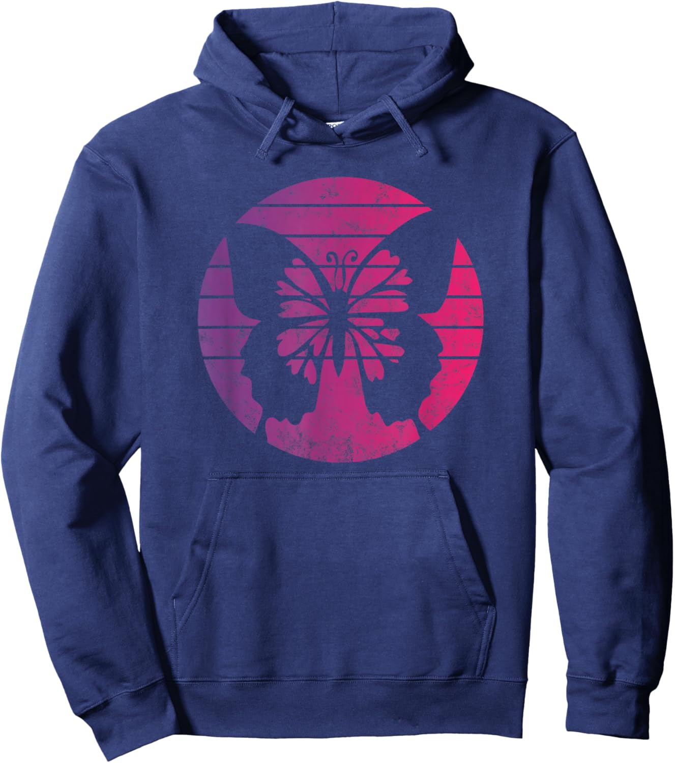 Butterfly Retro Style Vintage Hoodie - Hoodie | Navy