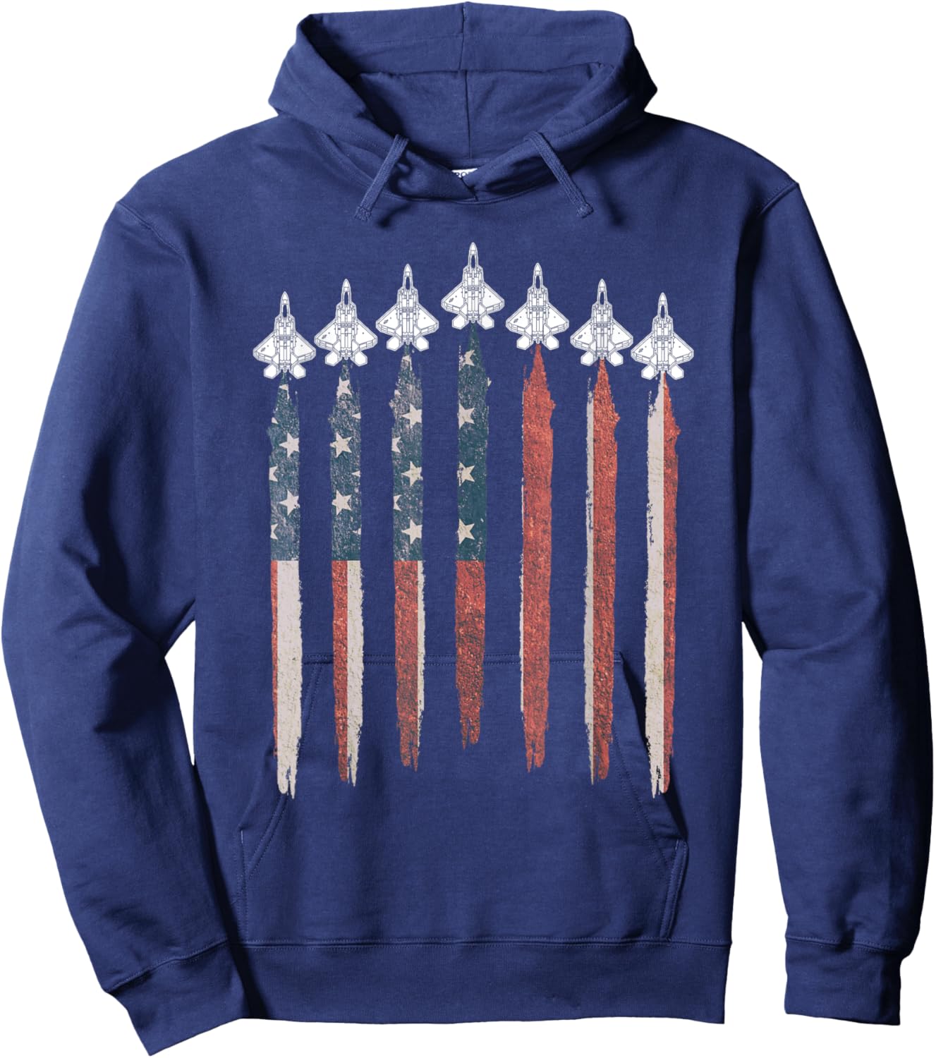 THE SALTY VETERAN F22 Raptor Fighter Jet USA Flag Airplane F-22 4th Of July Men's Black Hoodie - Hoodie | Navy