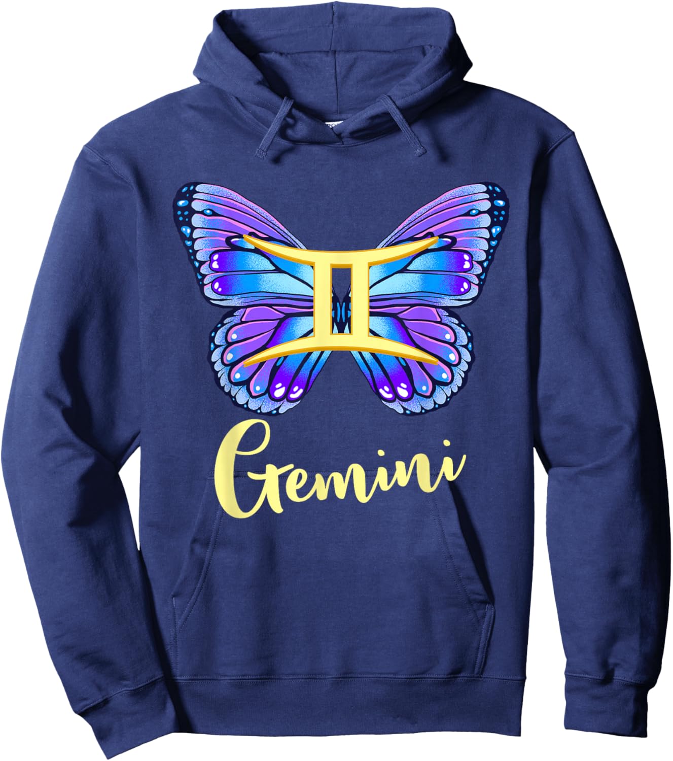 Gemini Butterfly Zodiac Sign of Butterfly Wings Hoodie - Hoodie | Navy
