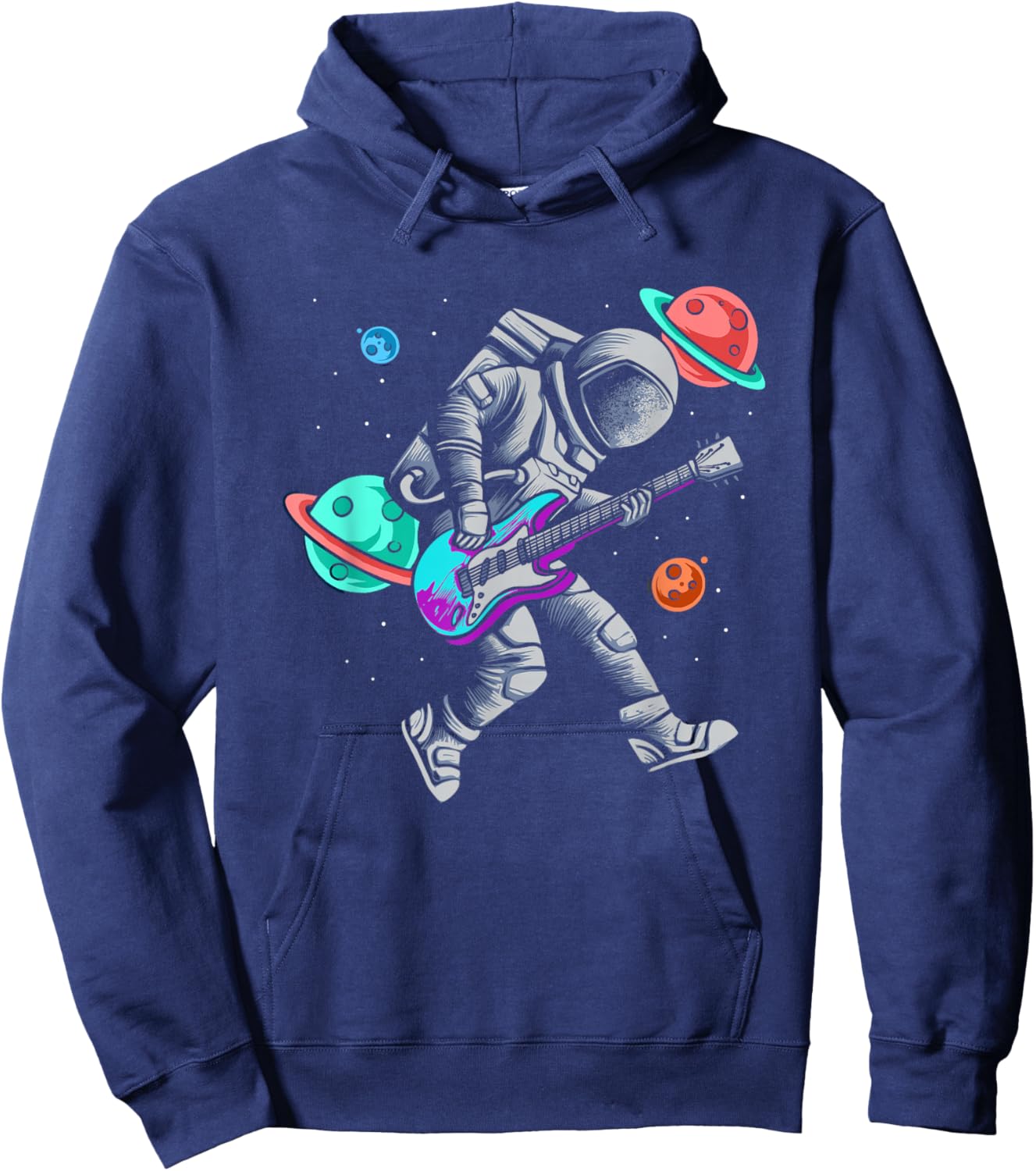 Astronaut Playing Guitar Space Planets Musician Hoodie - Hoodie | Navy