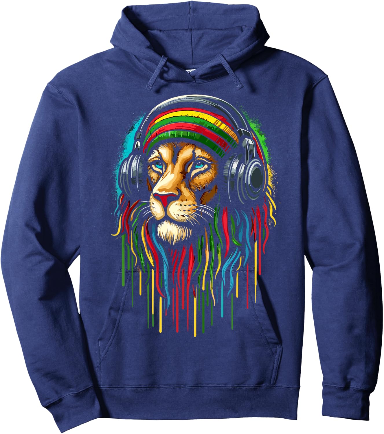 Jamaican Lion Jamaican Rasta Flag Hoodie - Hoodie | Navy