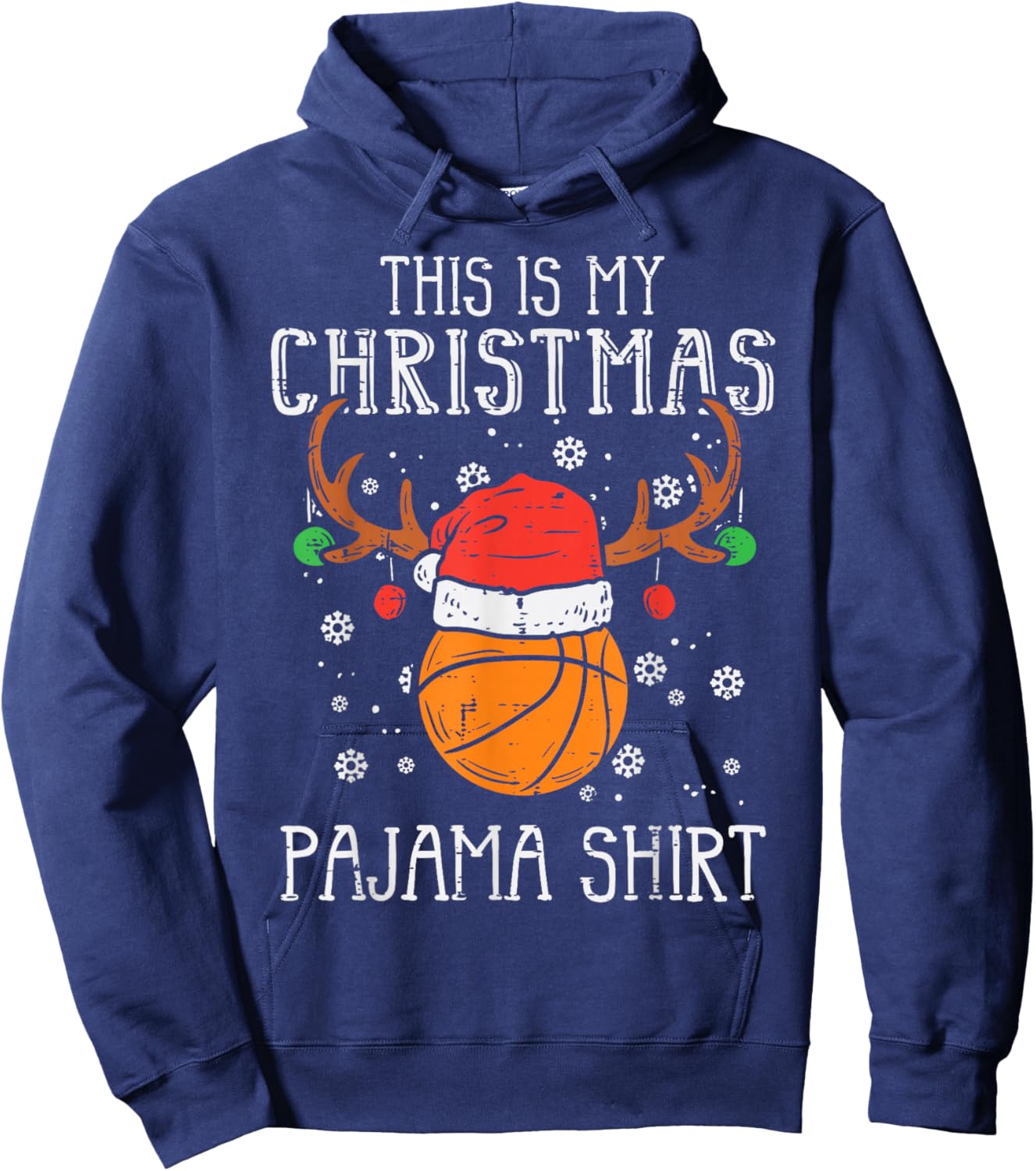 This Is My Christmas Pajama Shirt Basketball Xmas Sports Hoodie - Hoodie | Navy