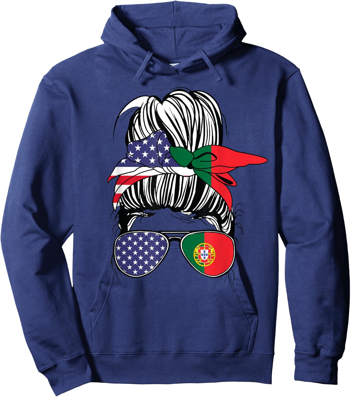 Portuguese American Heritage Women USA Girl Portugal Hoodie - Hoodie | Navy