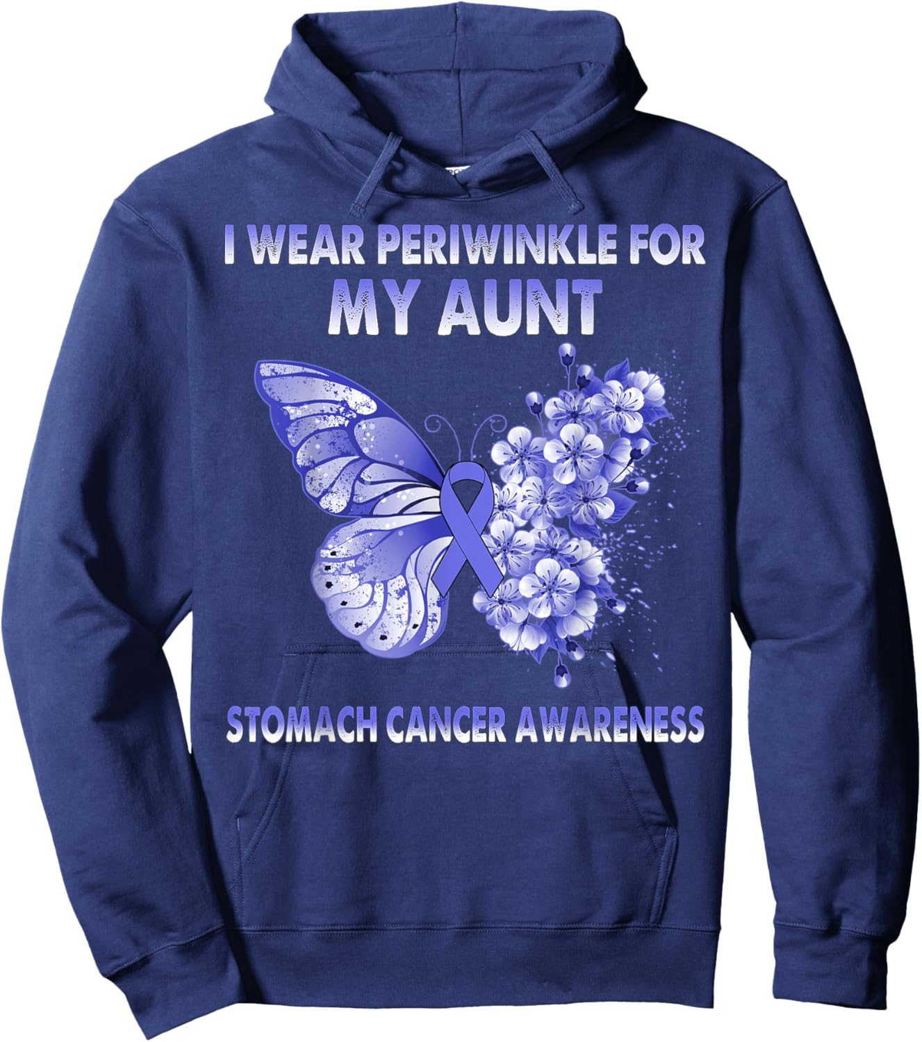 Butterfly I Wear Periwinkle For My Aunt Stomach Cancer Hoodie - Hoodie | Navy