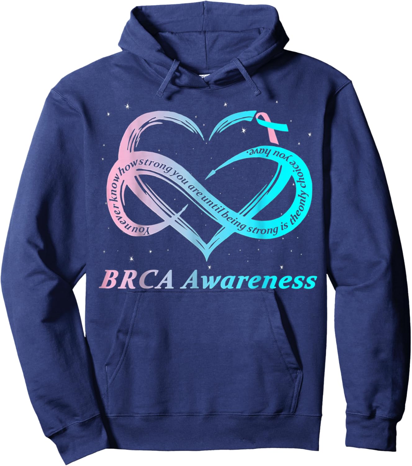 BRCA Warrior I'm Fine breast cancer Awareness Hoodie - Hoodie | Navy