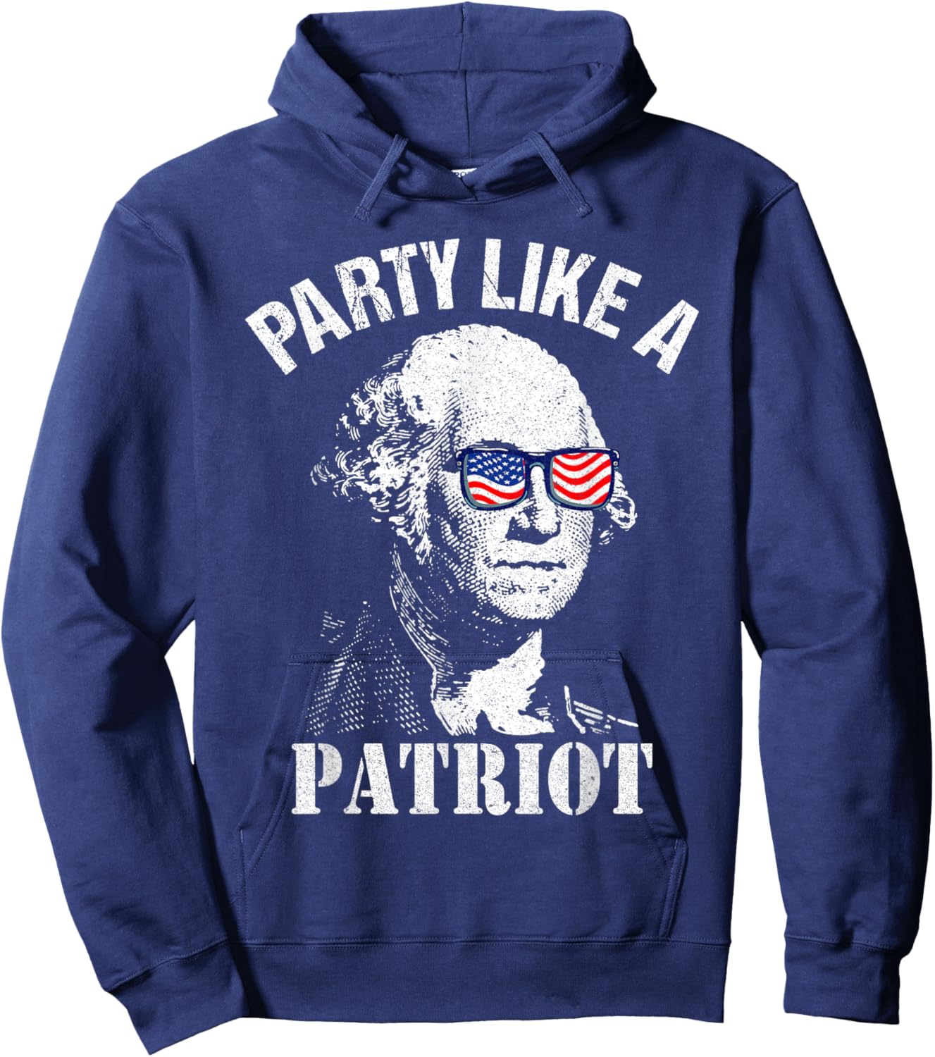 Party Like A Patriot Washington USA Flag Funny 4th of July Hoodie - Hoodie | Navy