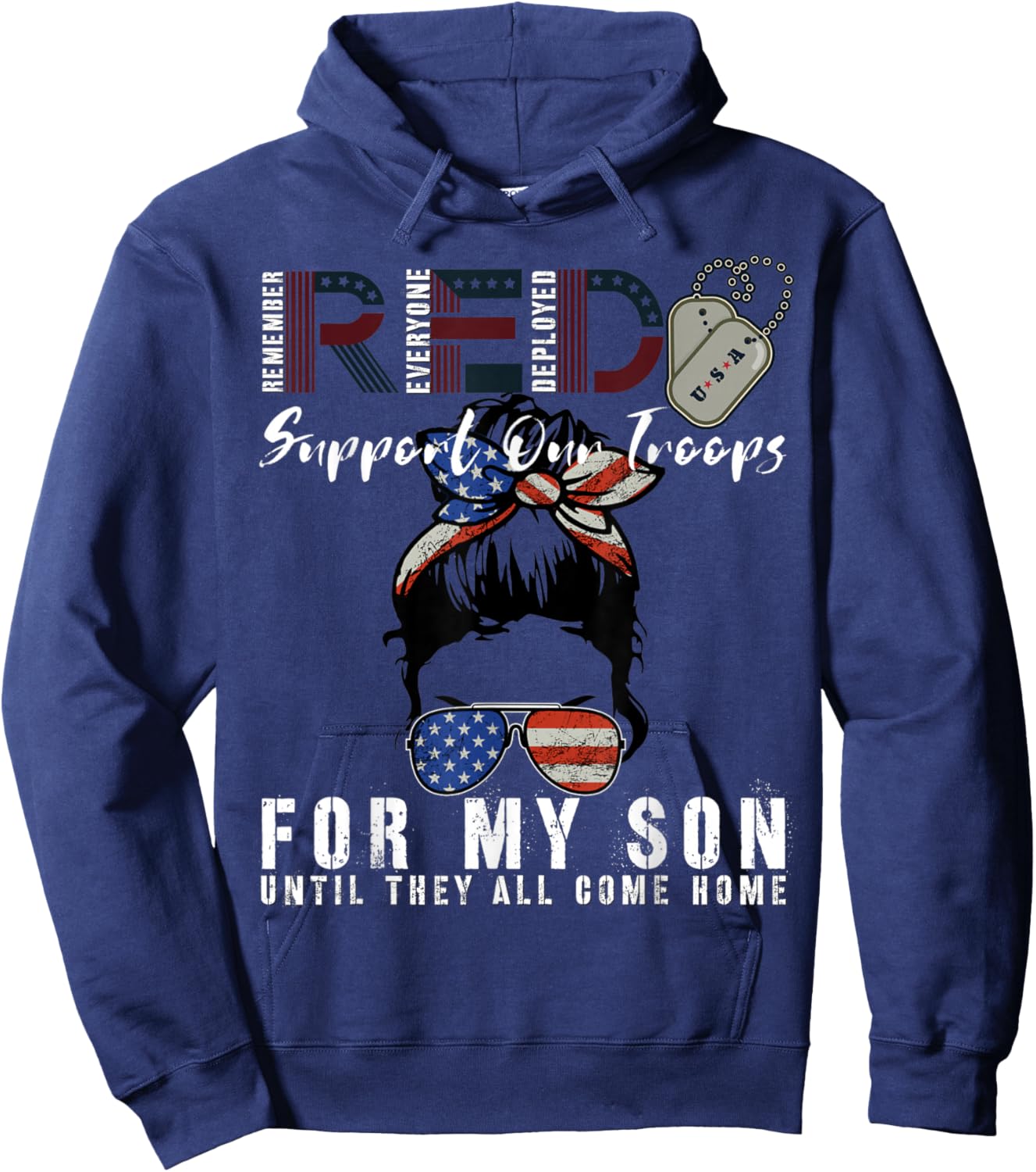 Red Friday Military I Wear Red for My Son Remember Everyone Hoodie - Hoodie | Navy