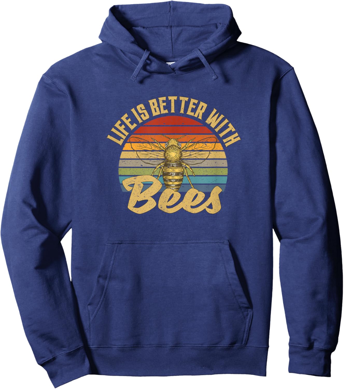 Life Is Better With Bees Retro Vintage Hoodie - Hoodie | Navy