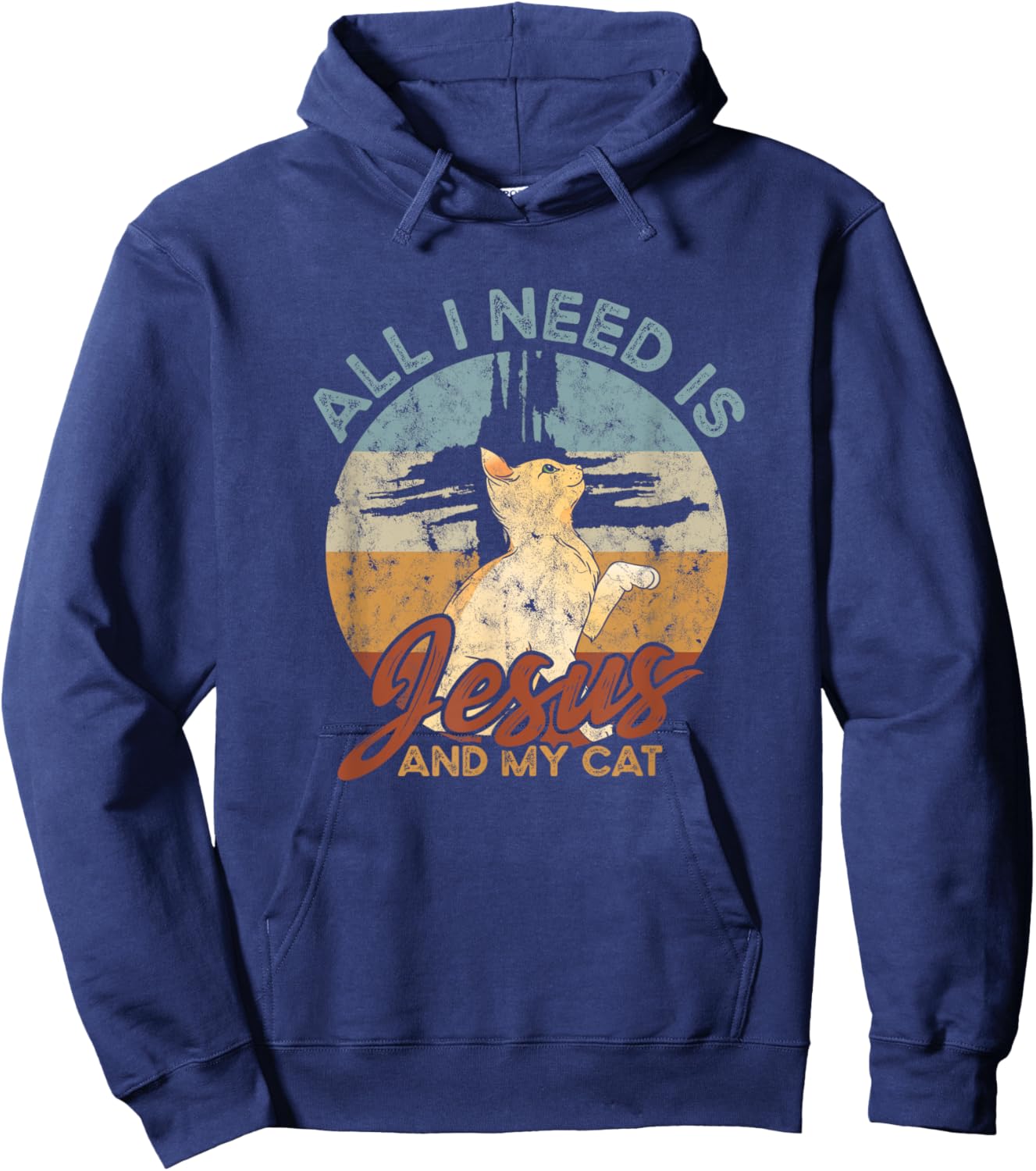 All I need is Jesus and my cat - Faith in Christ Men Women Hoodie - Hoodie | Navy