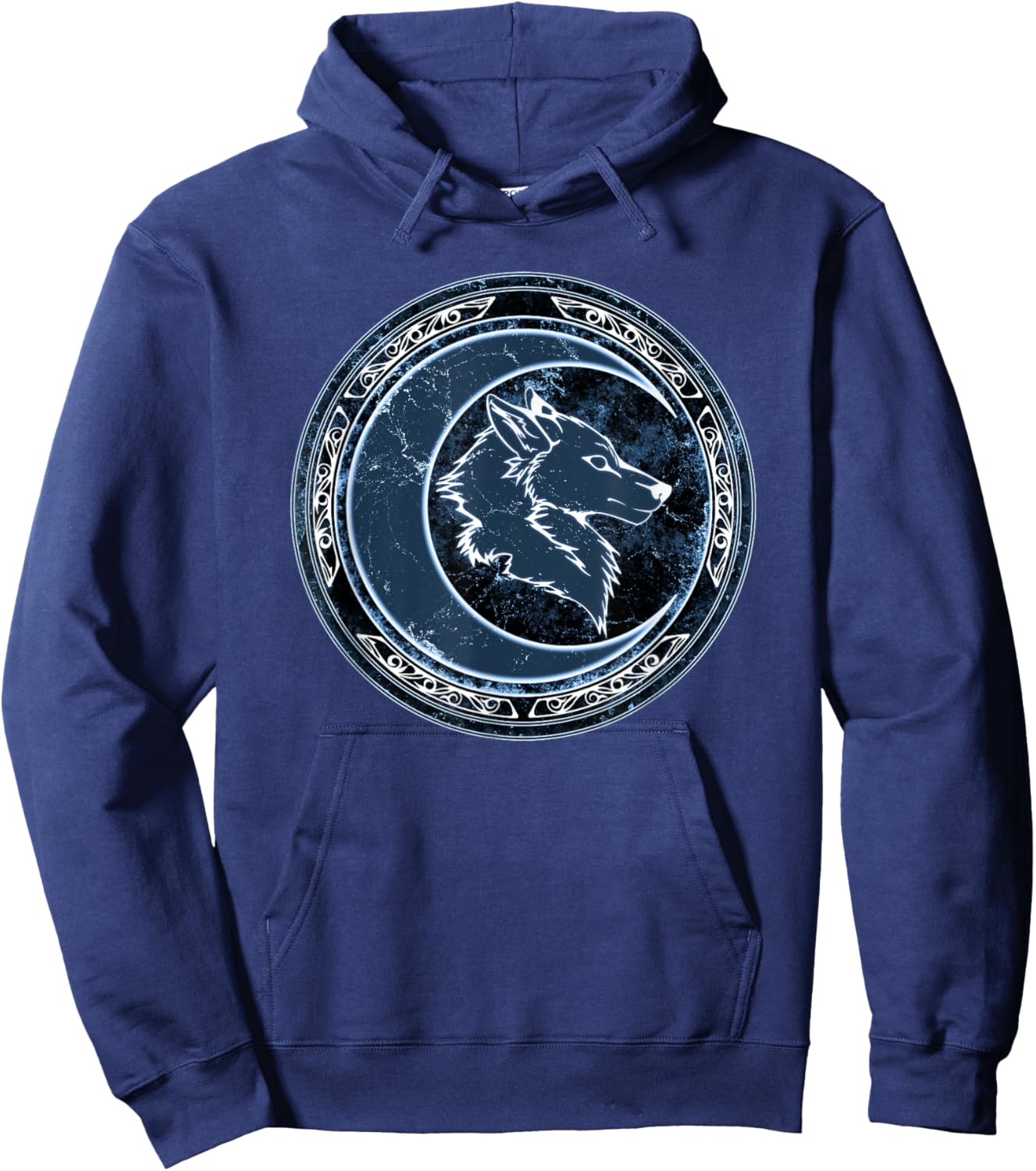 Celtic Wolf and Moon Hoodie - Hoodie | Navy
