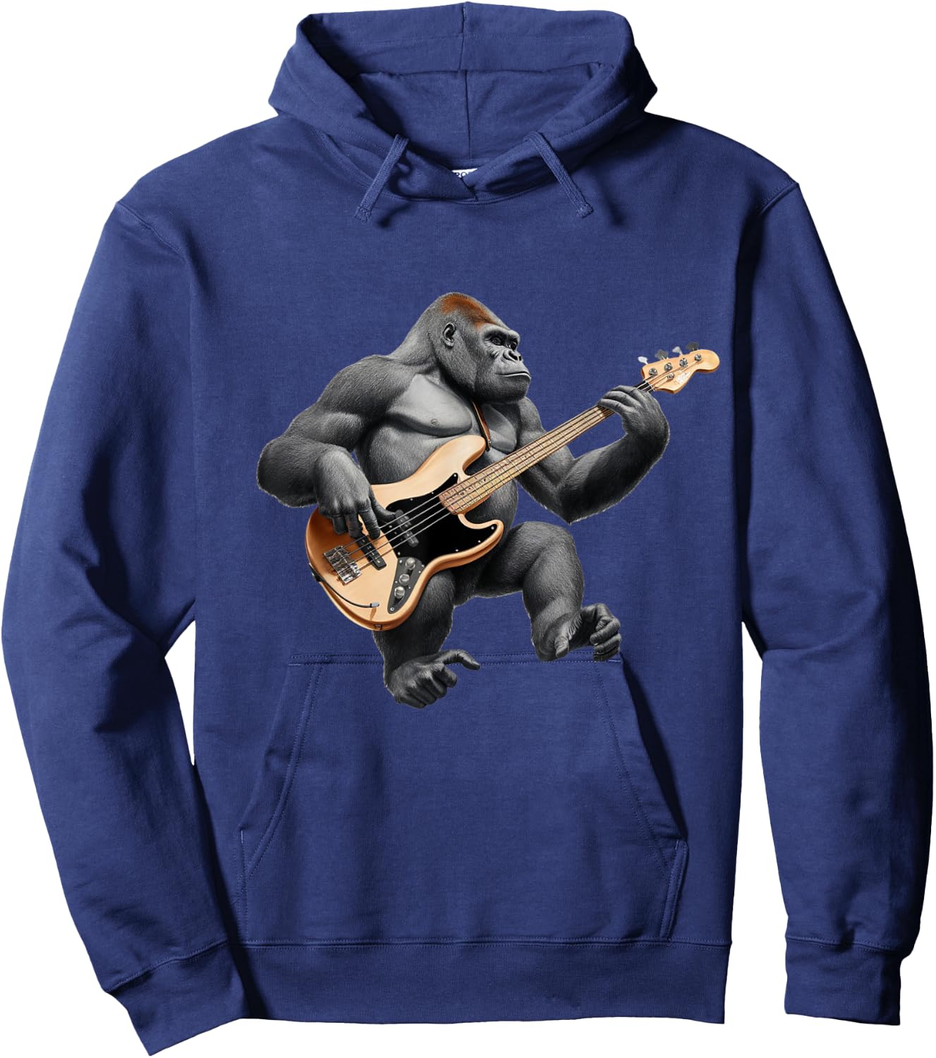 Bassist Gorilla, Funny Gorilla Playing Guitar Rock Music Hoodie - Hoodie | Navy