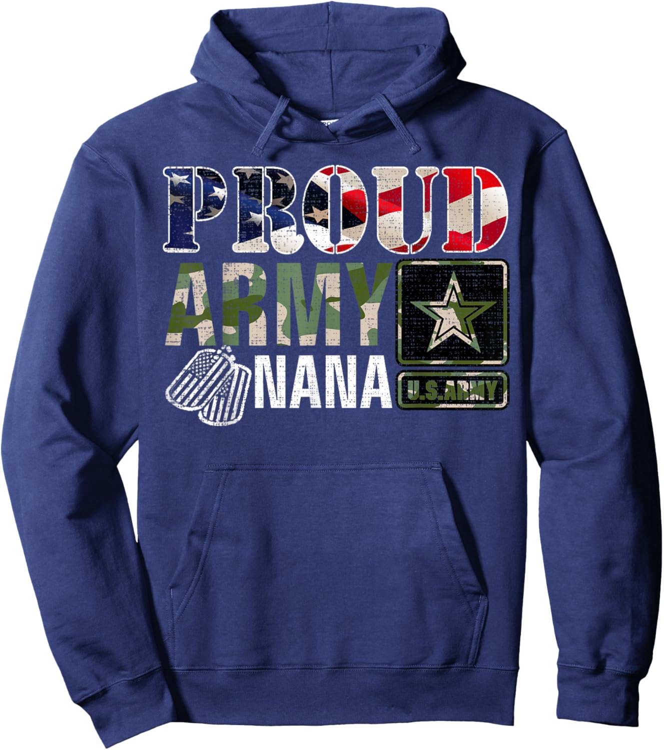 Vintage Proud Army Nana Camo With American Flag Gift Hoodie - Hoodie | Navy