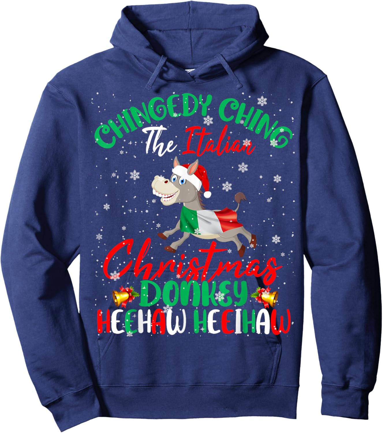 Merry Christmas Italian Funny Italian Santa Donkey Heehaw Hoodie - Hoodie | Navy