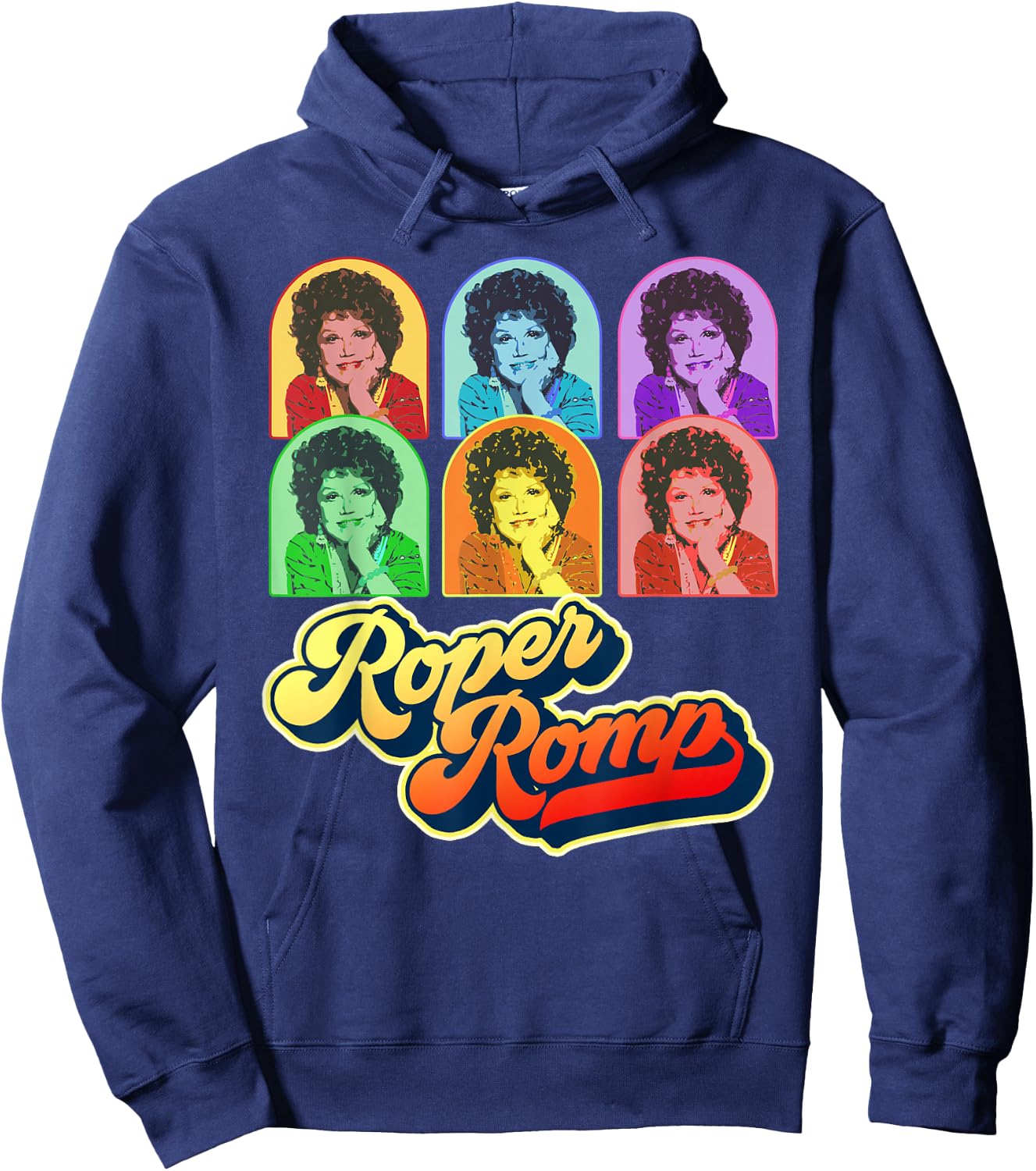 Roper Romp Pop Art Mrs. Roper Three's Company Retro Hoodie - Hoodie | Navy