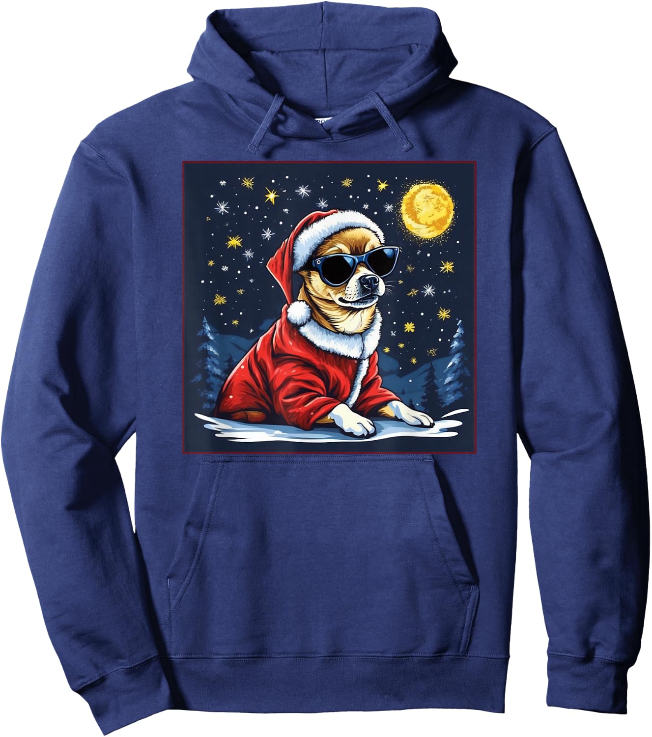 Starry Night Chihuahua Dog Christmas Shirt Women Kids Hoodie - Hoodie | Navy