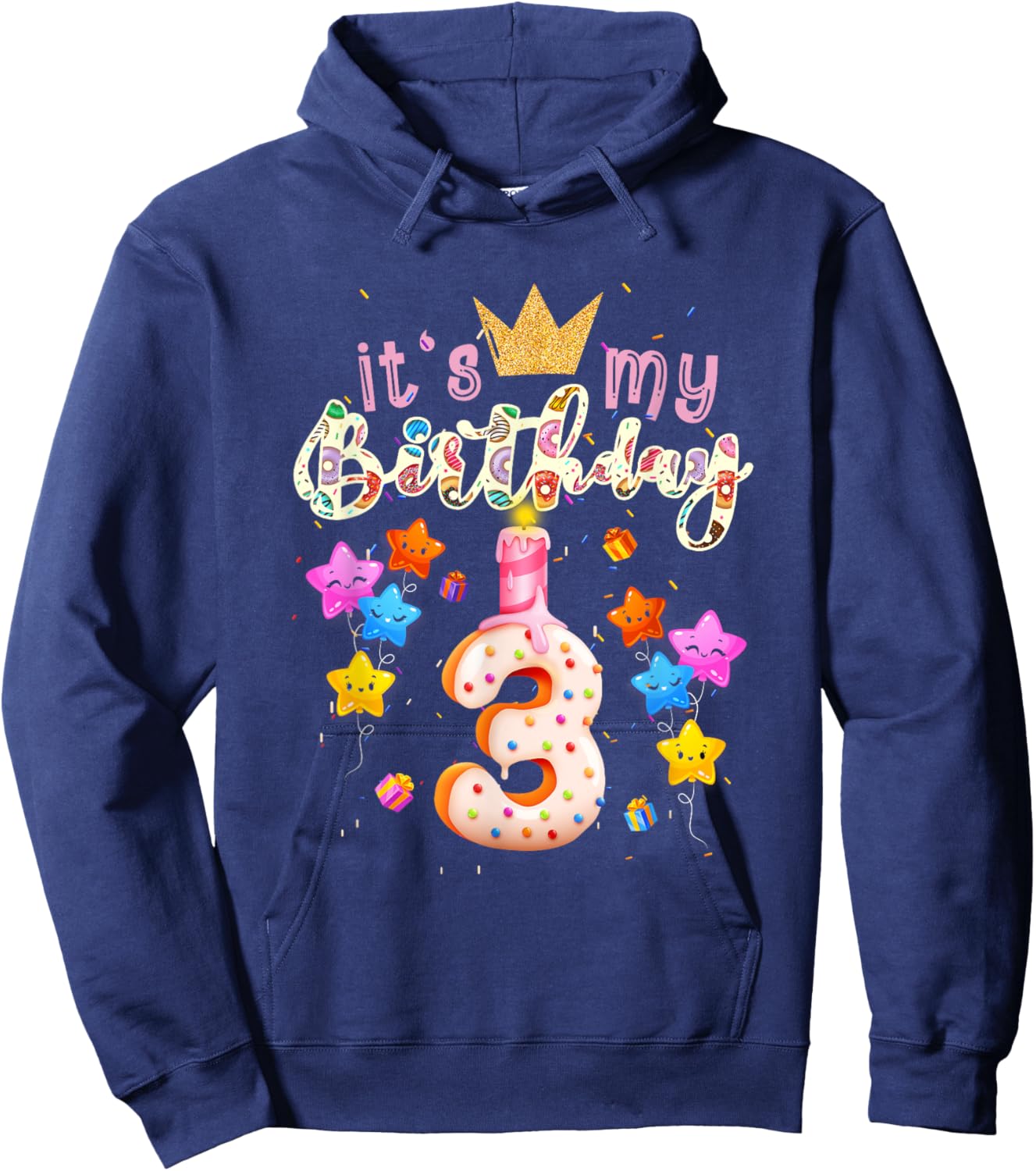 It's My 3th Birthday Doughnut Happy 3 Years Old Girl Hoodie - Hoodie | Navy