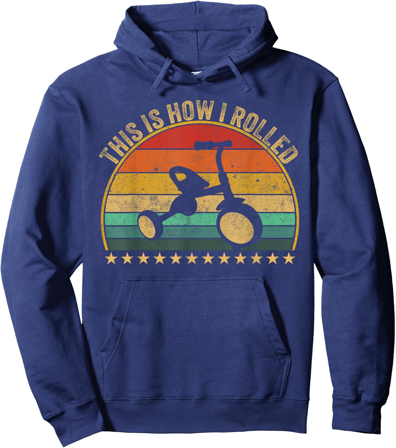 This Is How I Rolled 70s 80s Nostalgic Big Tricycle Wheel Hoodie - Hoodie | Navy