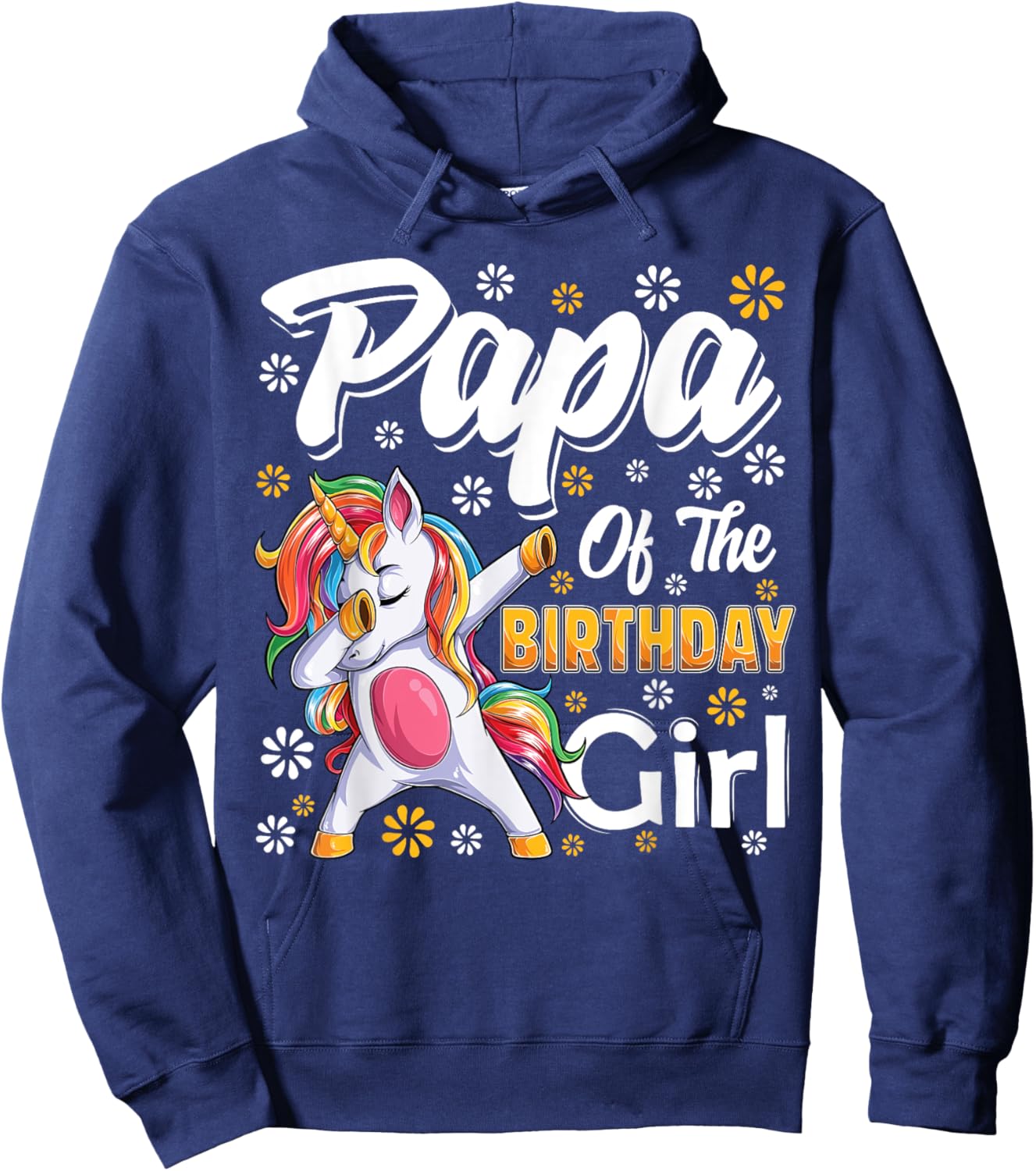 awesome dabbing unicorn birthday Papa Family Matching Hoodie - Hoodie | Navy