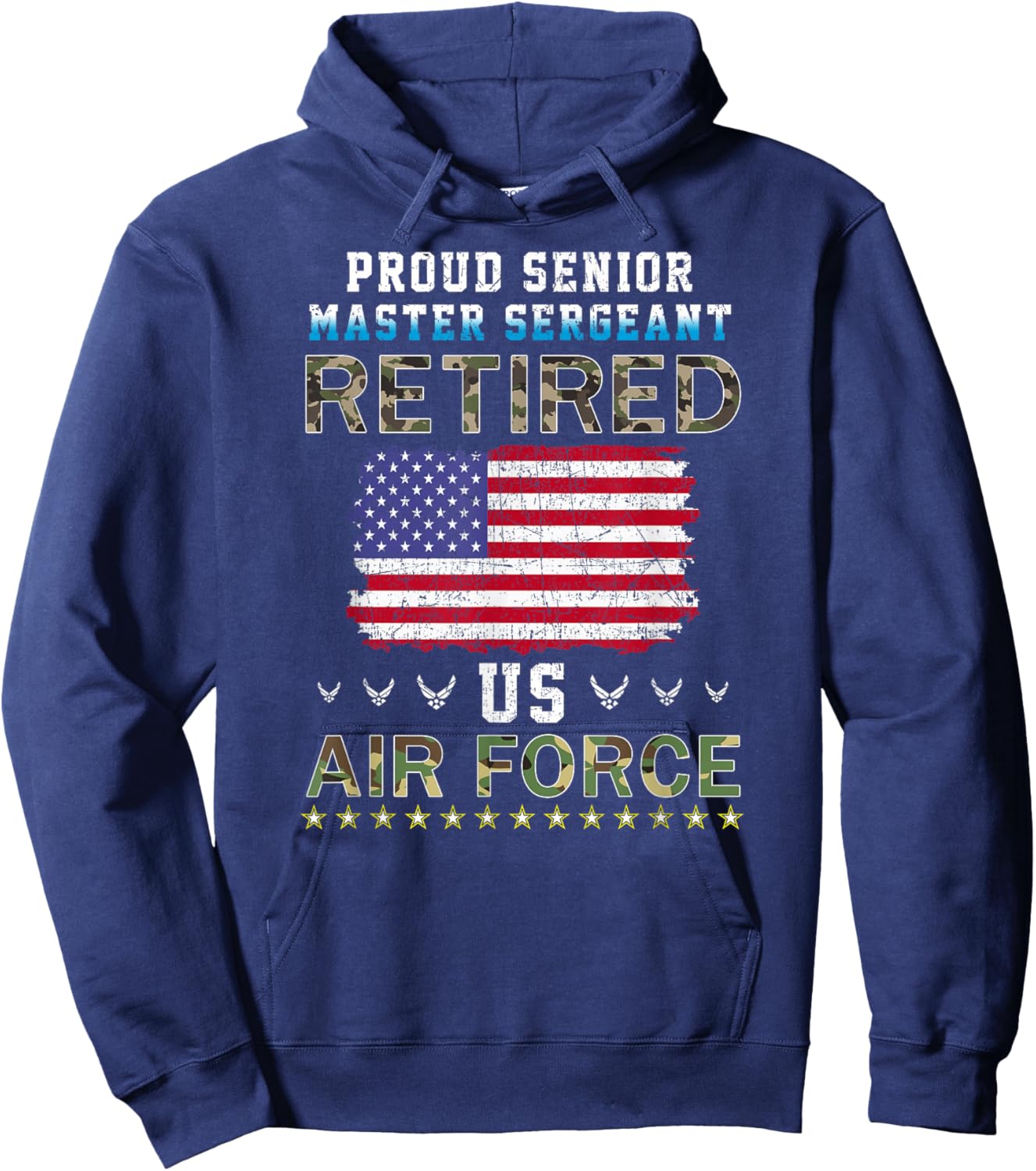 Proud Senior Master Sergeant Retired Air Force Retirement Hoodie - Hoodie | Navy