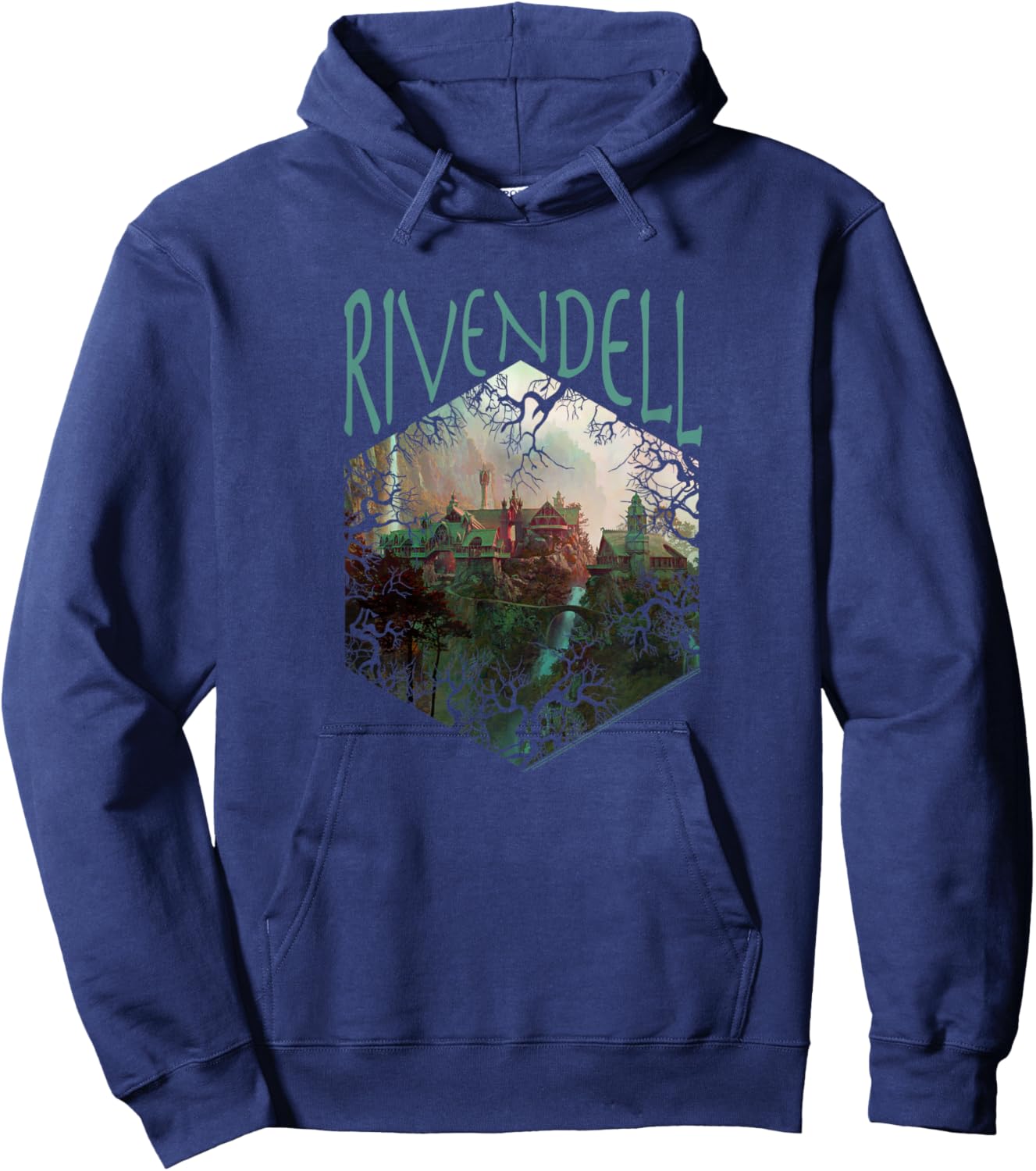 Lord of The Rings Rivendell Picture Hexagon Hoodie - Hoodie | Navy