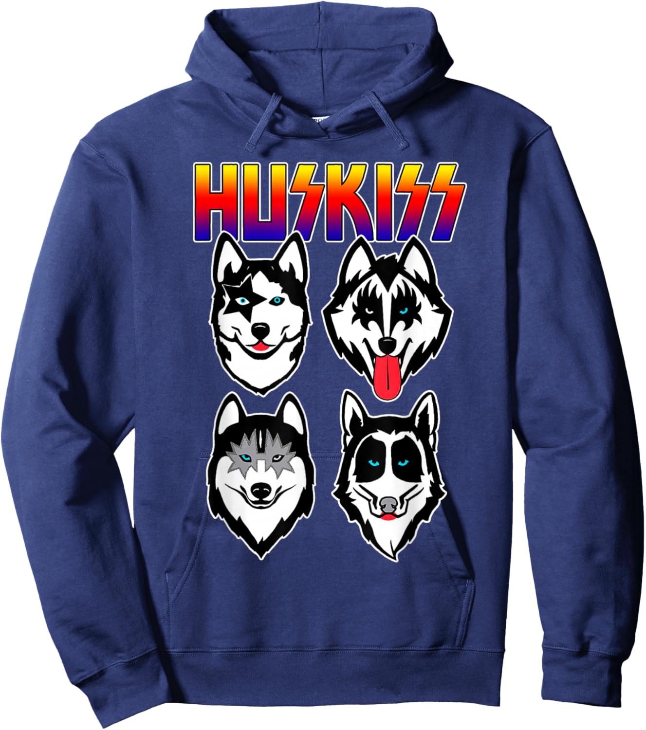Huskiss Funny Dogs Puppy Rock Rockin Gift Husky Lover Hoodie - Hoodie | Navy
