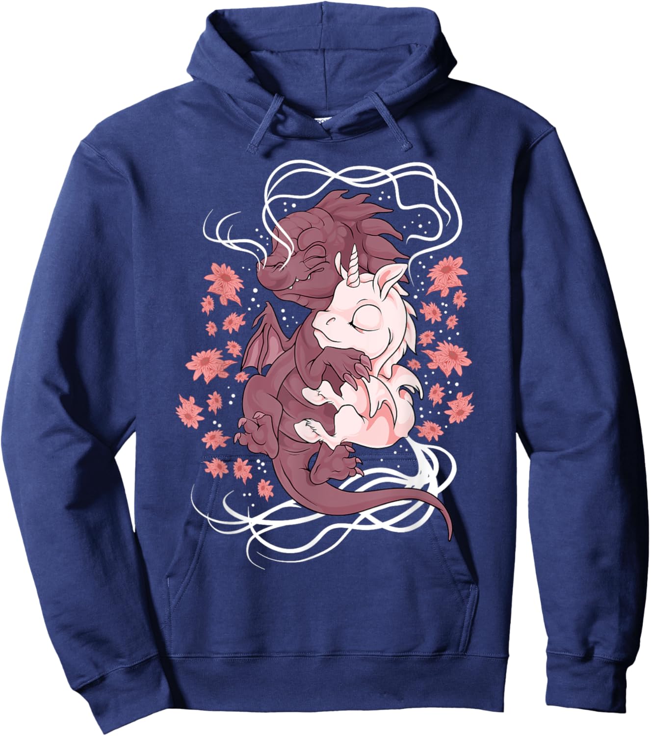 Magical Baby Unicorn and Dragon Hug Fantasy Unicorn Lover Hoodie - Hoodie | Navy