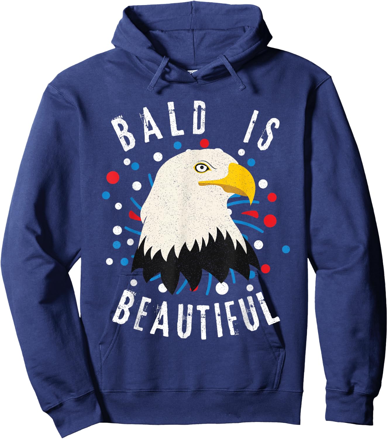 American Bald Eagle Bald is Beautiful 4th of July Vintage Hoodie - Hoodie | Navy
