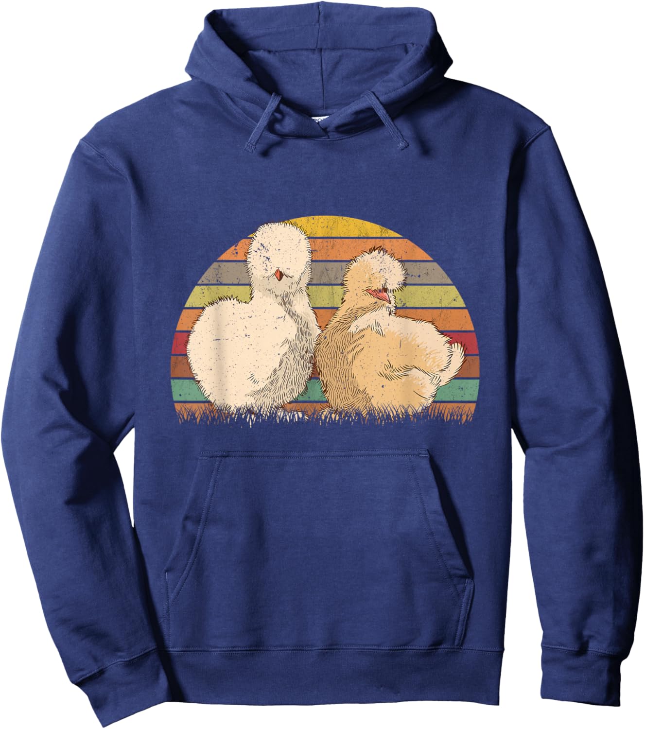 Silk hen Retro Silkies Vintage Silkie Chicken Hoodie - Hoodie | Navy
