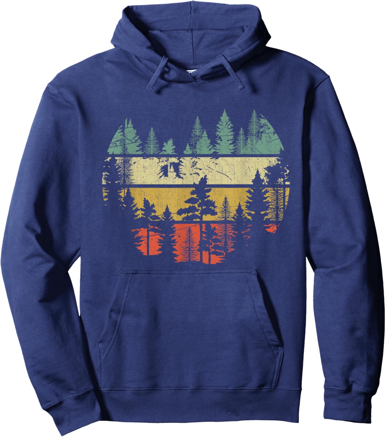 Wildlife Trees Outdoors Nature Retro Forest Sleeveless Hoodie - Hoodie | Navy
