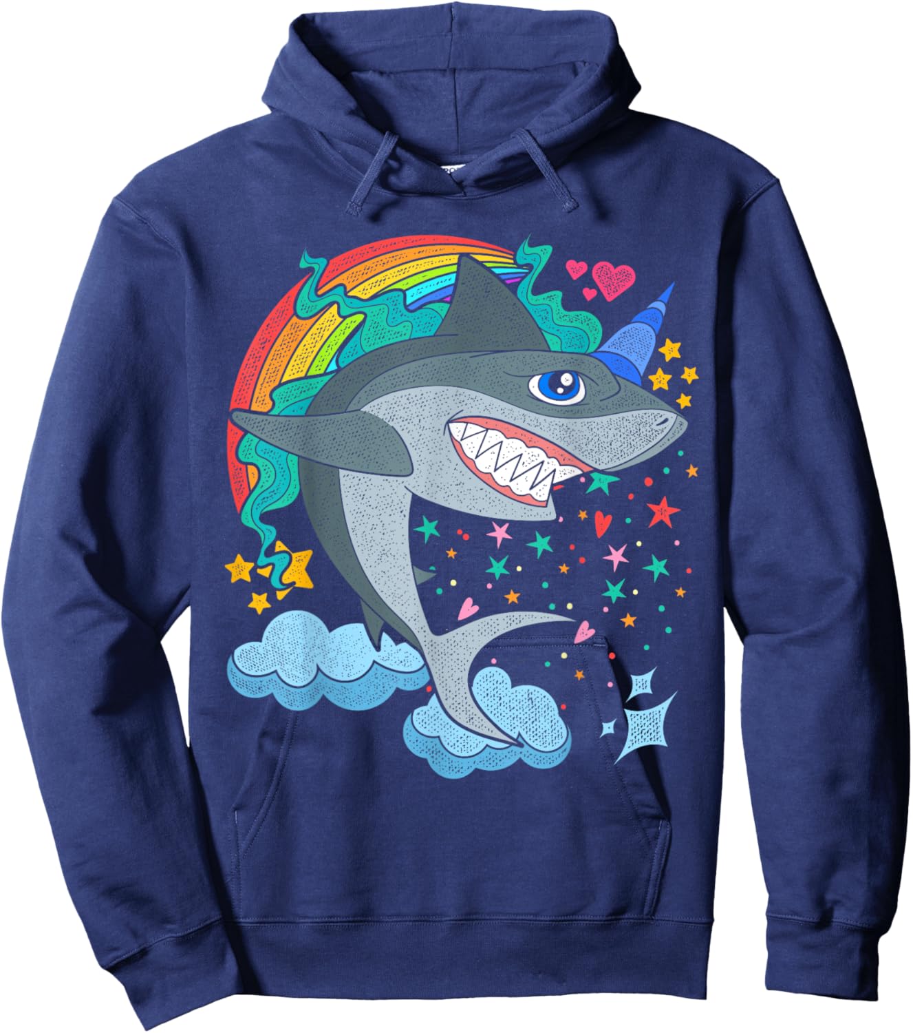 Cute Rainbow Fantasy Ocean Animal Sharkicorn Shark Unicorn Hoodie - Hoodie | Navy