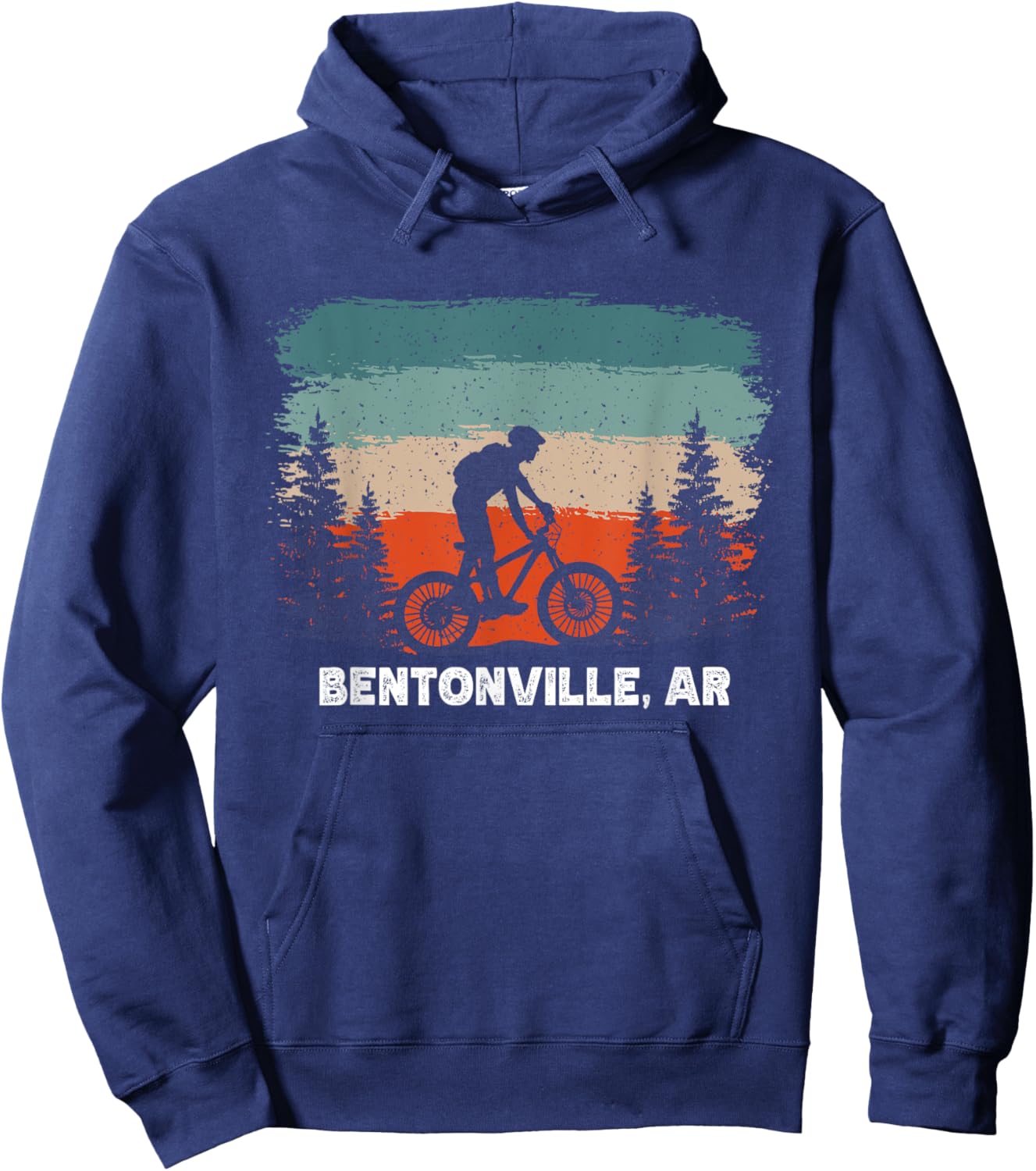 Mountain Bike Retro Sunset Vintage Bentonville, AR Hoodie - Hoodie | Navy